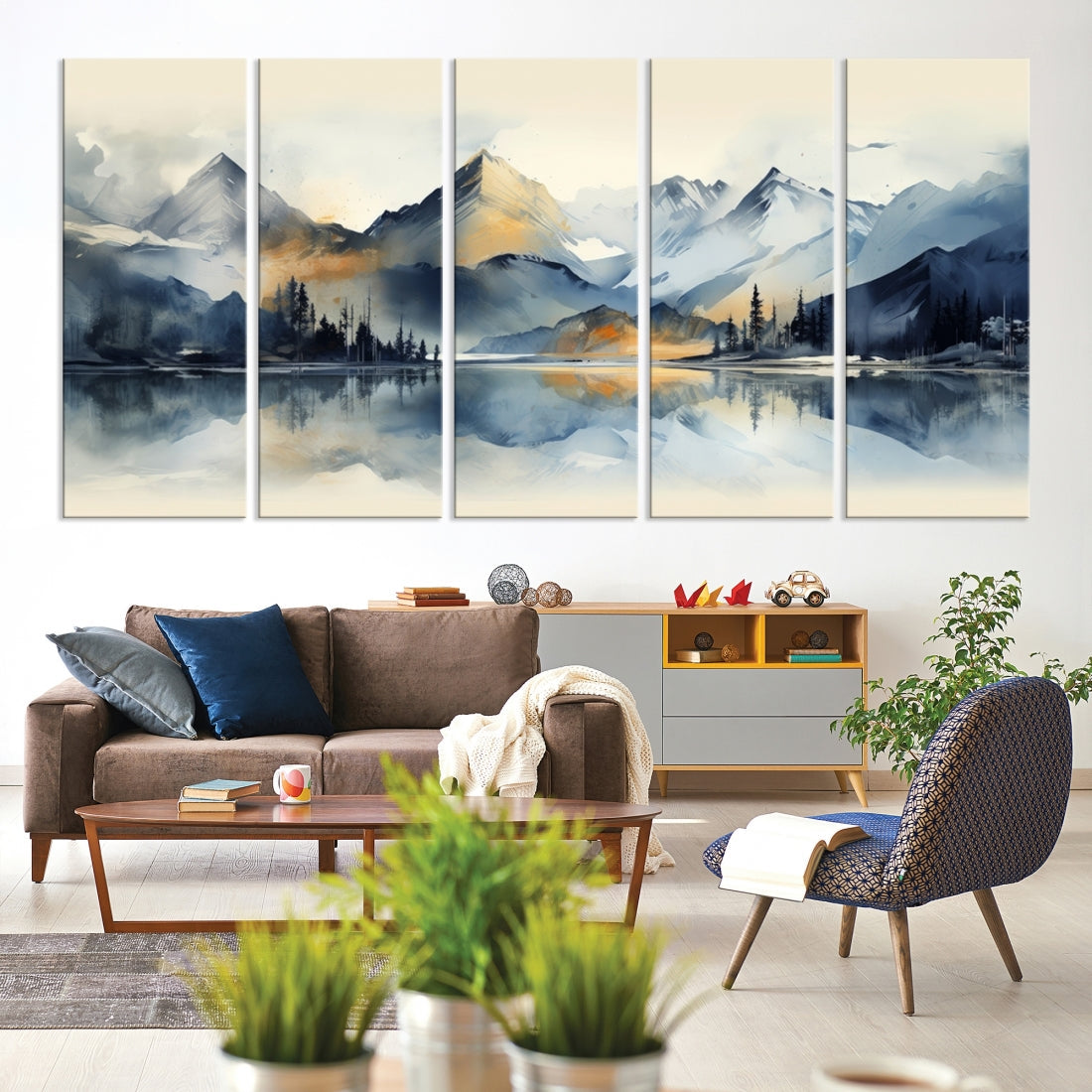 Edit-Images-Lake Abstract Mountain Wall Art Canvas Print