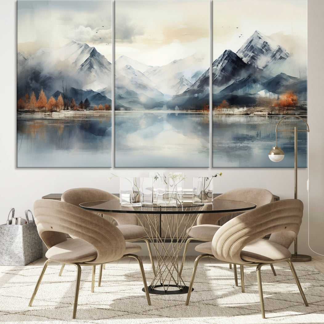 Edit-Images-Lake Mountain Abstract Wall Art, Framed Lake Mountain Modern Wall Art Canvas Print