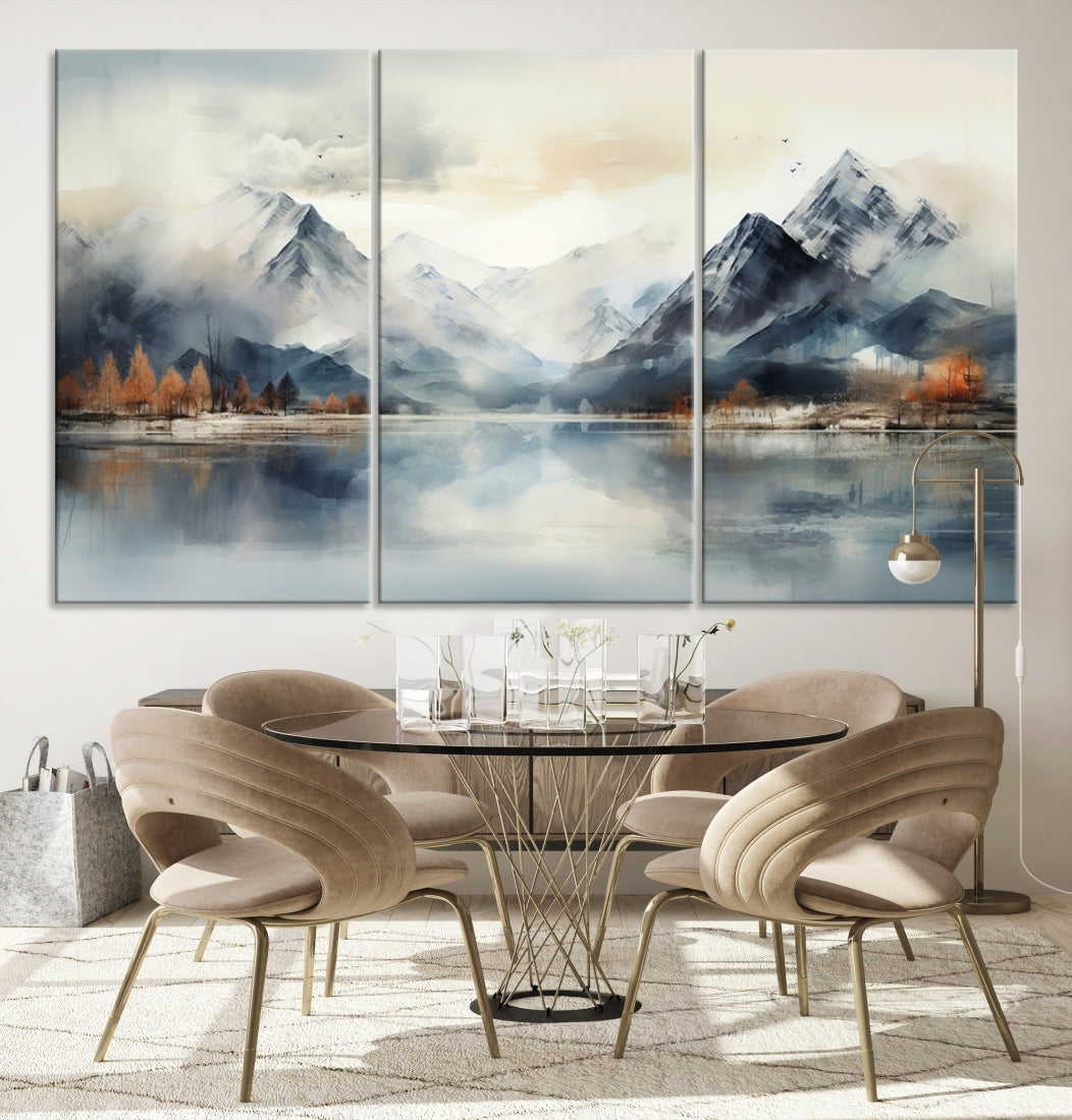 Edit-Images-Lake Mountain Abstract Wall Art, Framed Lake Mountain Modern Wall Art Canvas Print