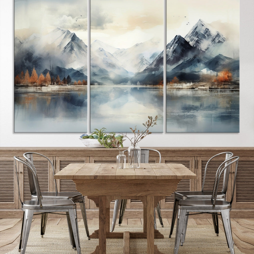 Edit-Images-Lake Mountain Abstract Wall Art, Framed Lake Mountain Modern Wall Art Canvas Print