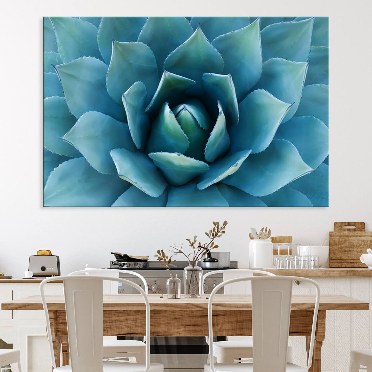 51723-MGV-CV-36X24-Large Agave Succulent Canvas Wall Art | Botanical Close-Up Print for Modern Living Room, Office, and
