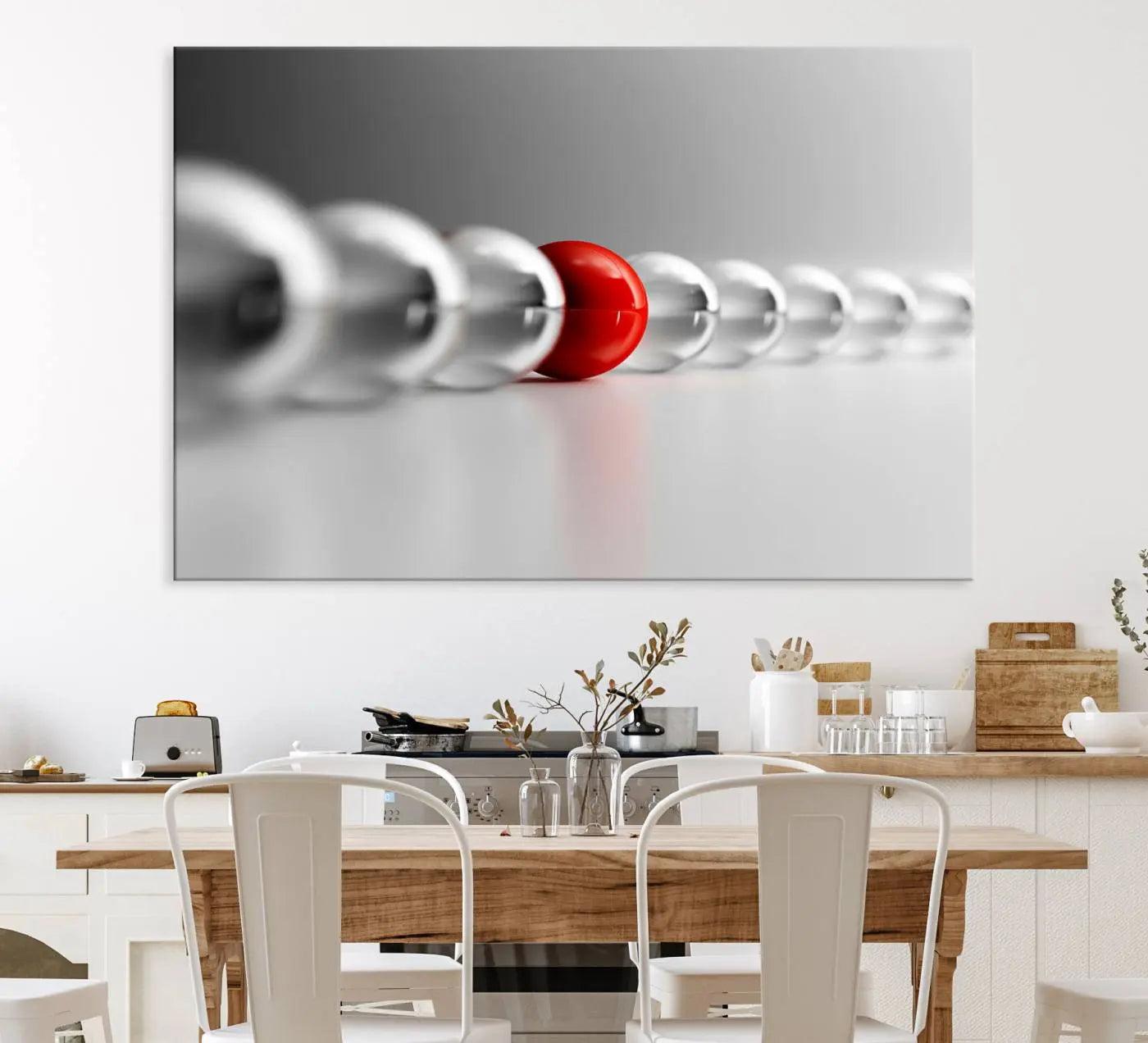 60978-MGV-CV-36X24-Large Wall Art Red Ball in Gray Balls Canvas Art Print Large Wall Art Black White Different Art