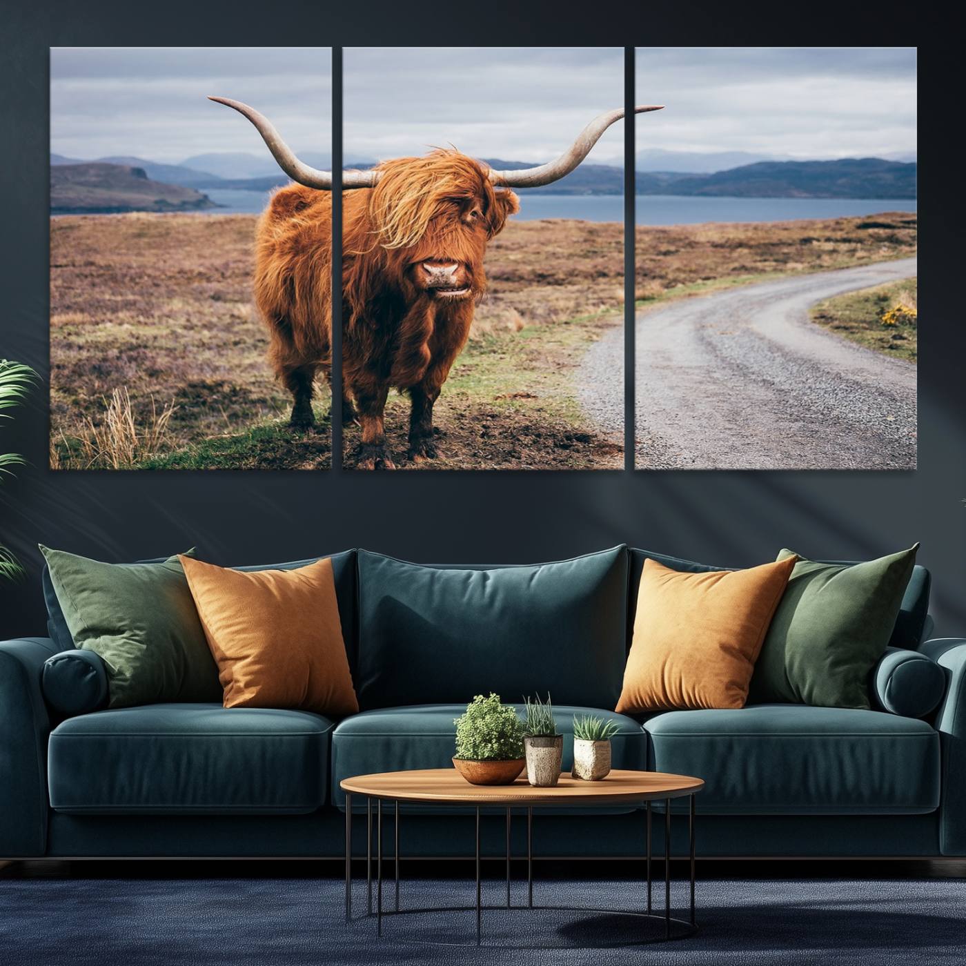 -Longhorn Highland Cow Canvas Wall Art Print Animal Photograph Art Canvas