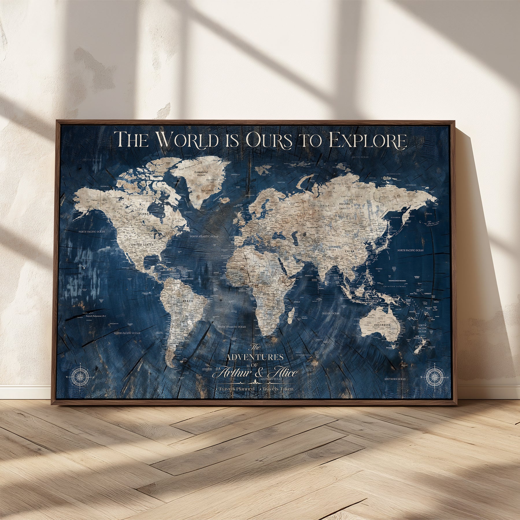 -Personalized Push Pin World Map Canvas – Custom Framed Travel Tracker Wall Art, Large Adventure Map with Pins for Home, Office