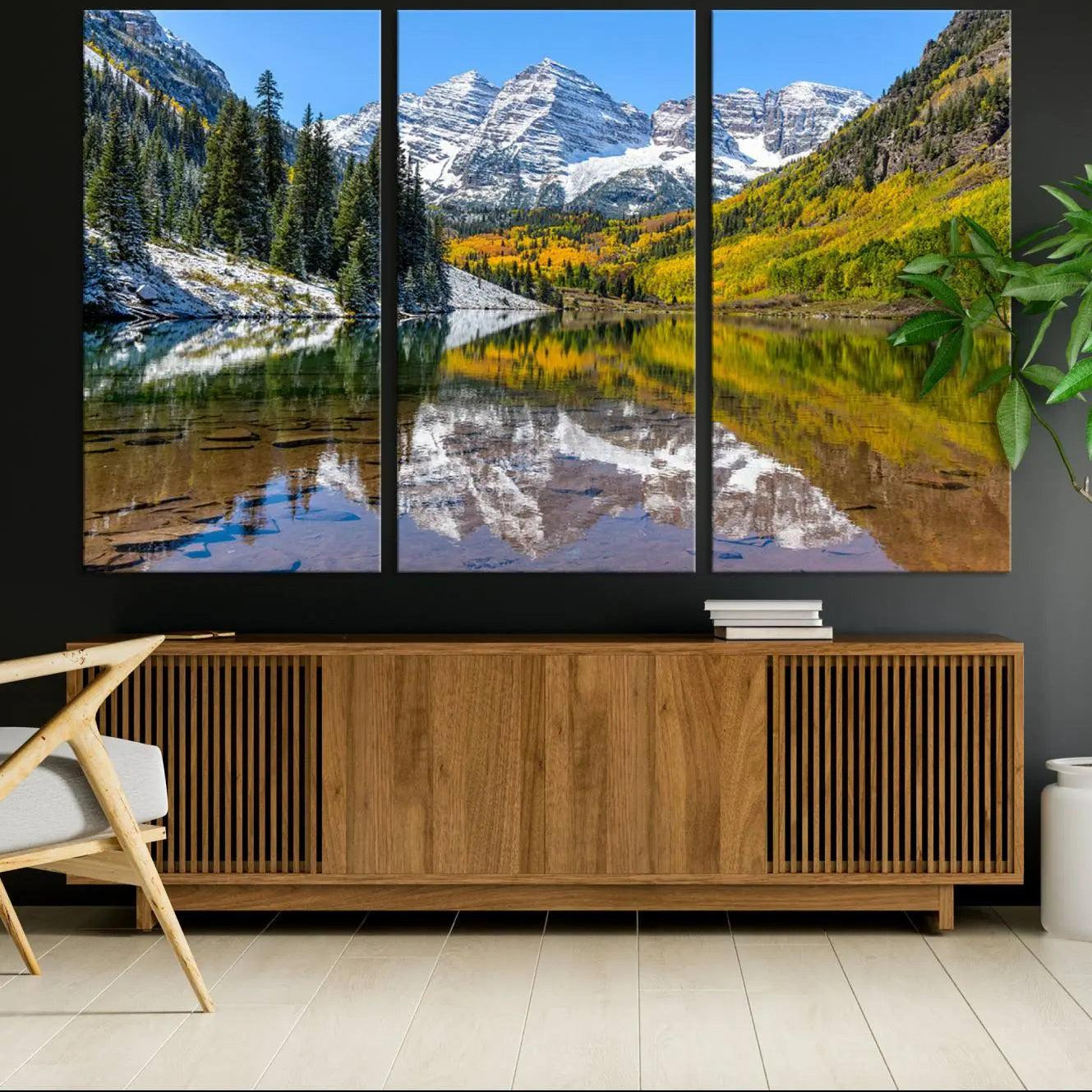 -Maroon Bells Canvas Print, Maroon Lake Wall Art, Autumn Landscape Photography