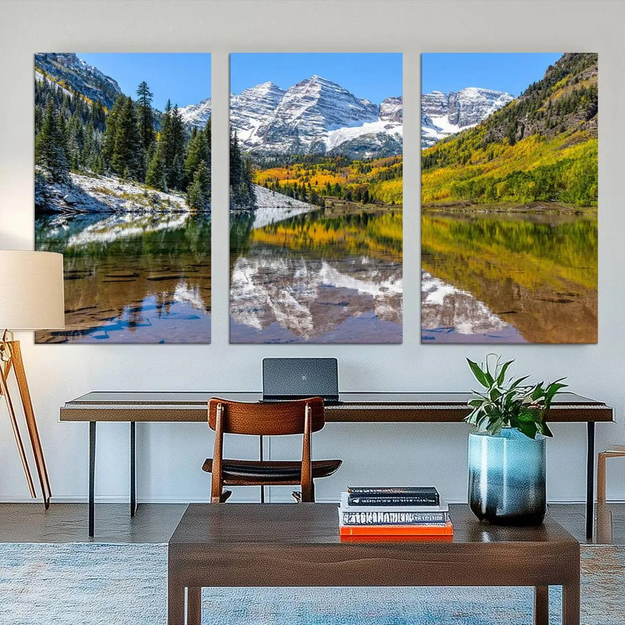 -Maroon Bells Canvas Print, Maroon Lake Wall Art, Autumn Landscape Photography