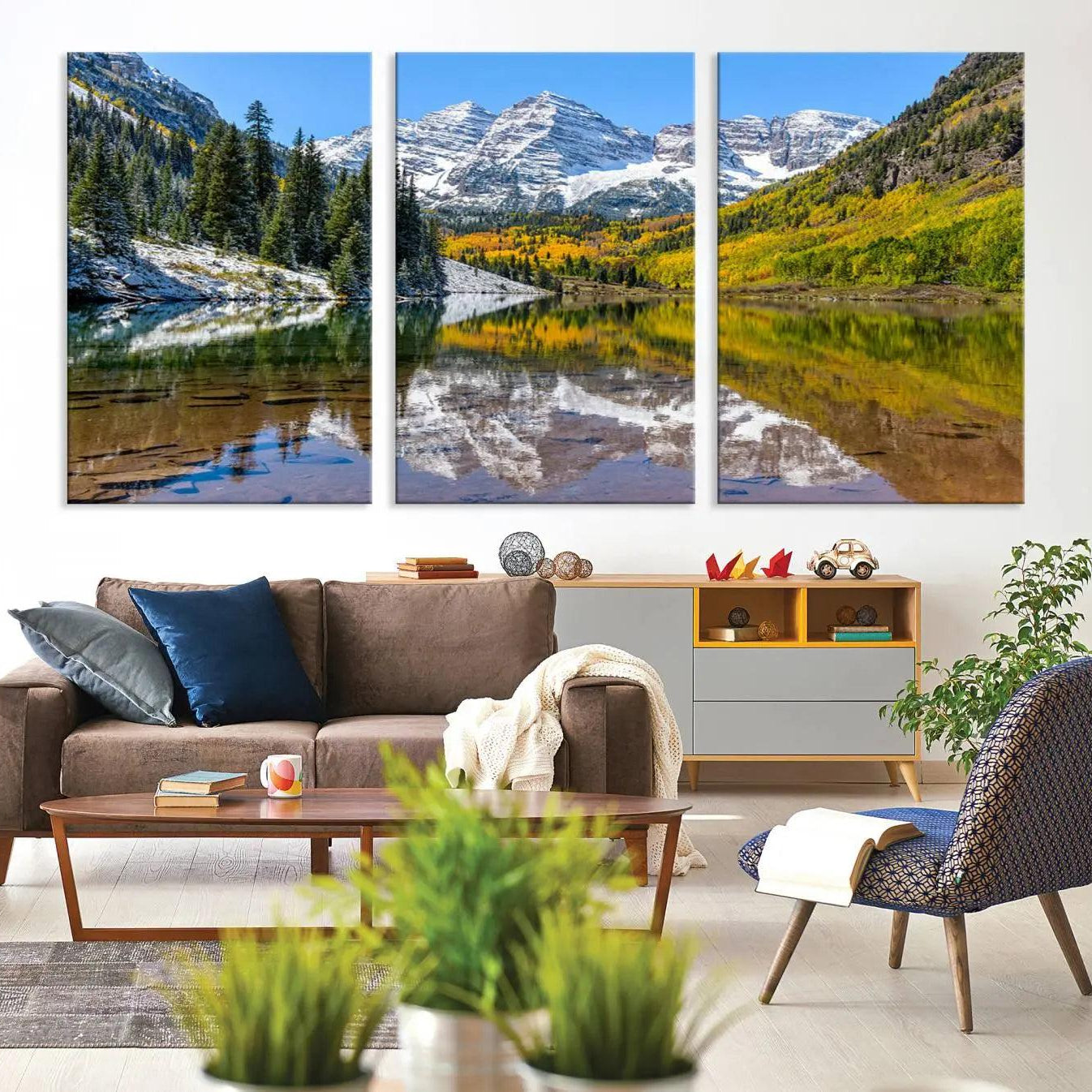 -Maroon Bells Canvas Print, Maroon Lake Wall Art, Autumn Landscape Photography