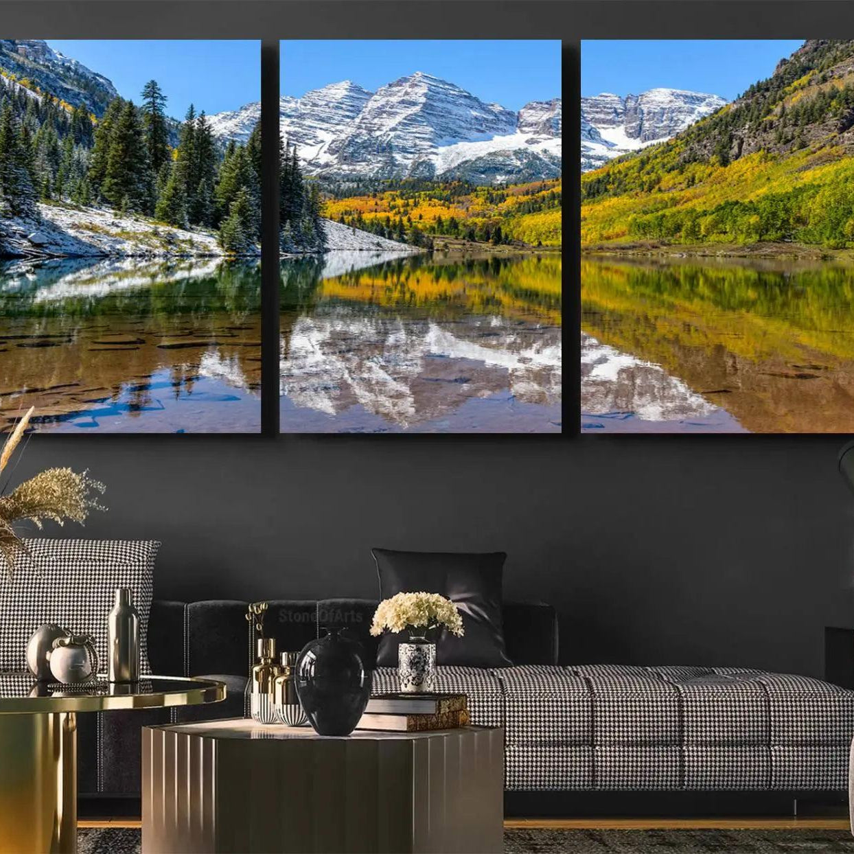 -Maroon Bells Canvas Print, Maroon Lake Wall Art, Autumn Landscape Photography