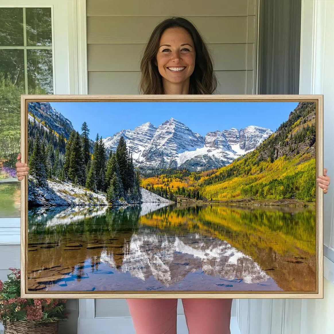 -Maroon Bells Canvas Print, Maroon Lake Wall Art, Autumn Landscape Photography