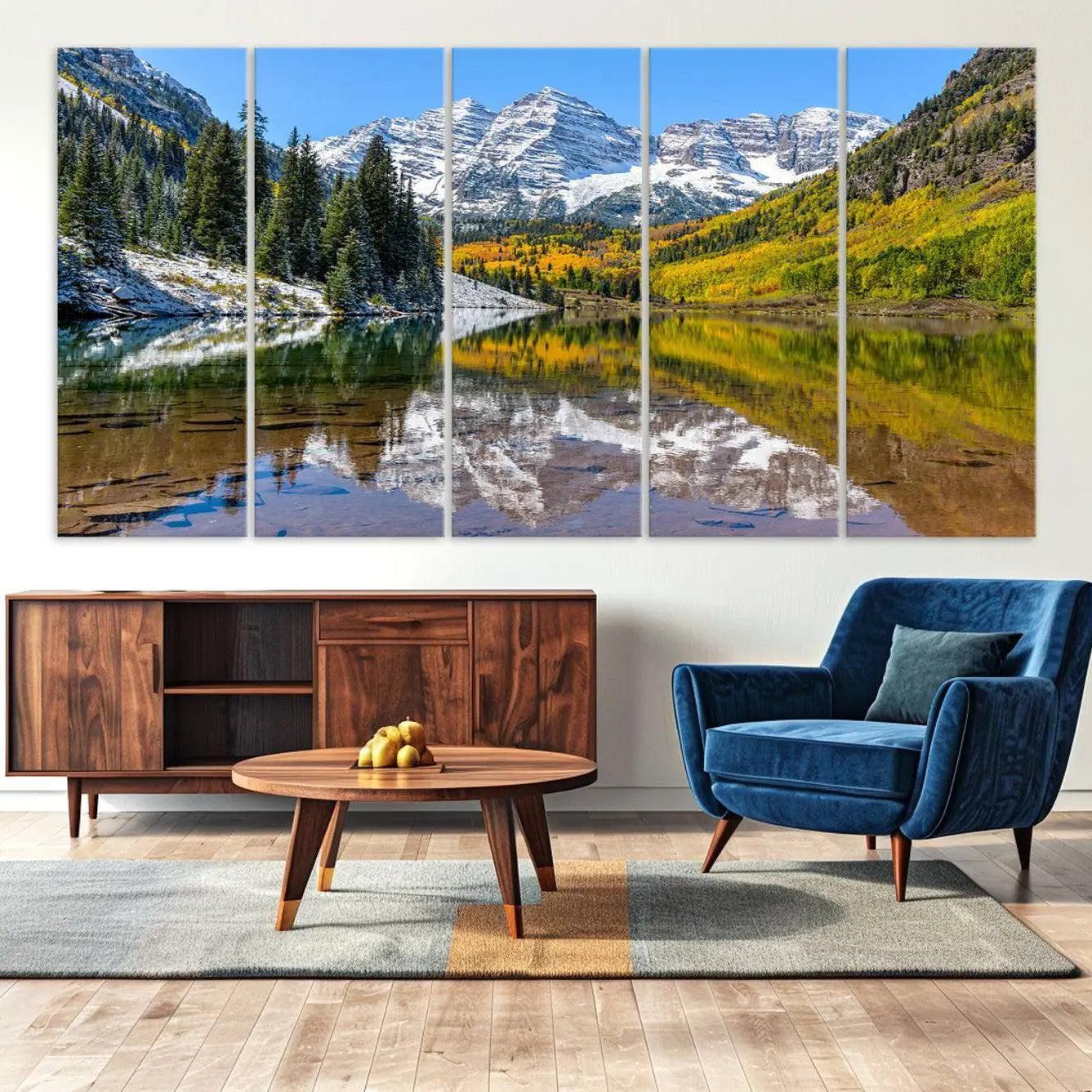 -Maroon Bells Canvas Print, Maroon Lake Wall Art, Autumn Landscape Photography