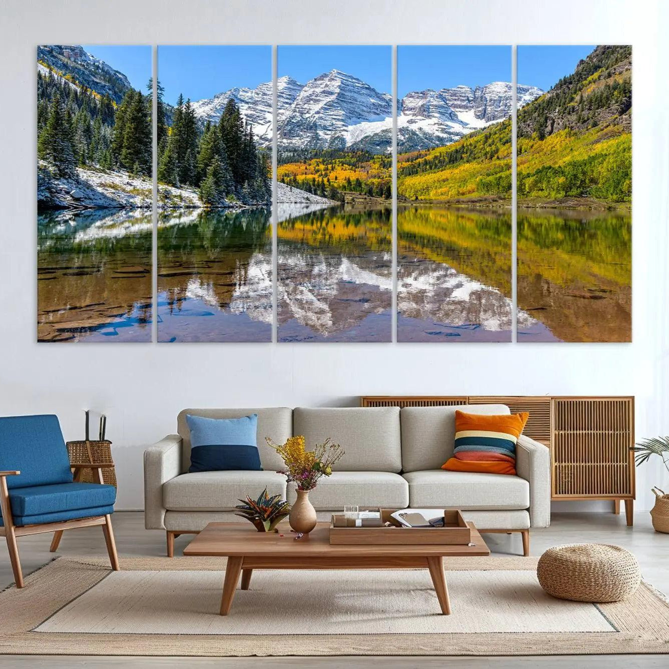 -Maroon Bells Canvas Print, Maroon Lake Wall Art, Autumn Landscape Photography