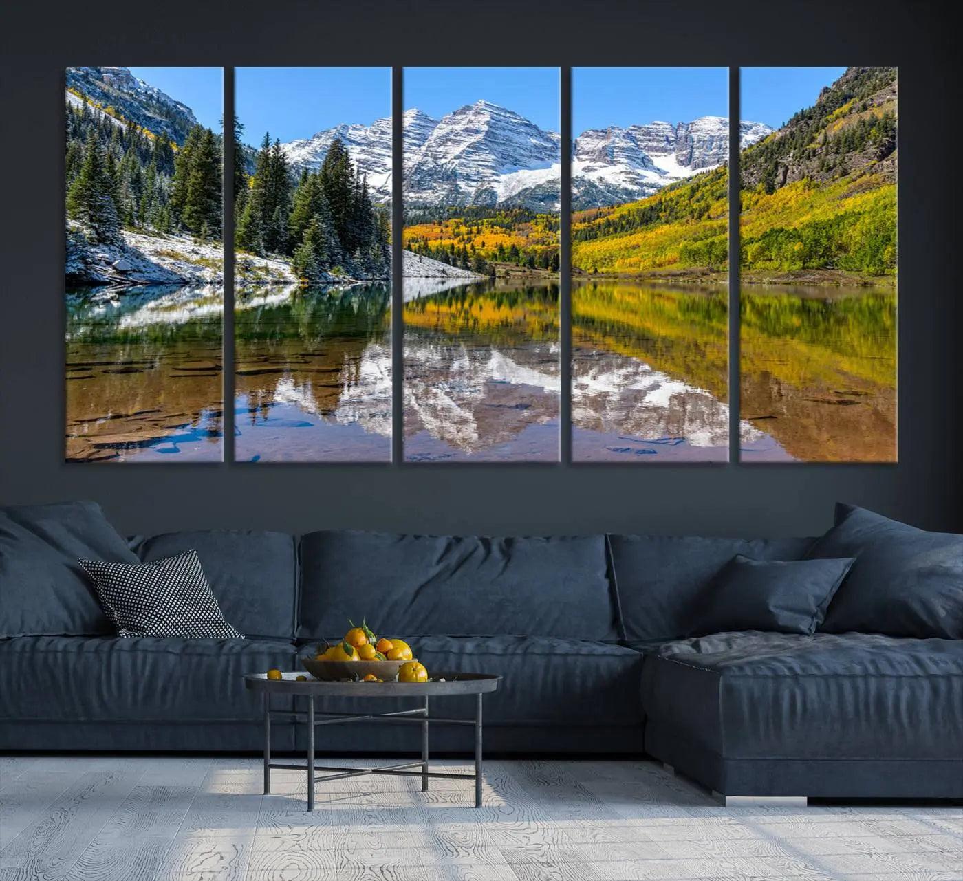 -Maroon Bells Canvas Print, Maroon Lake Wall Art, Autumn Landscape Photography