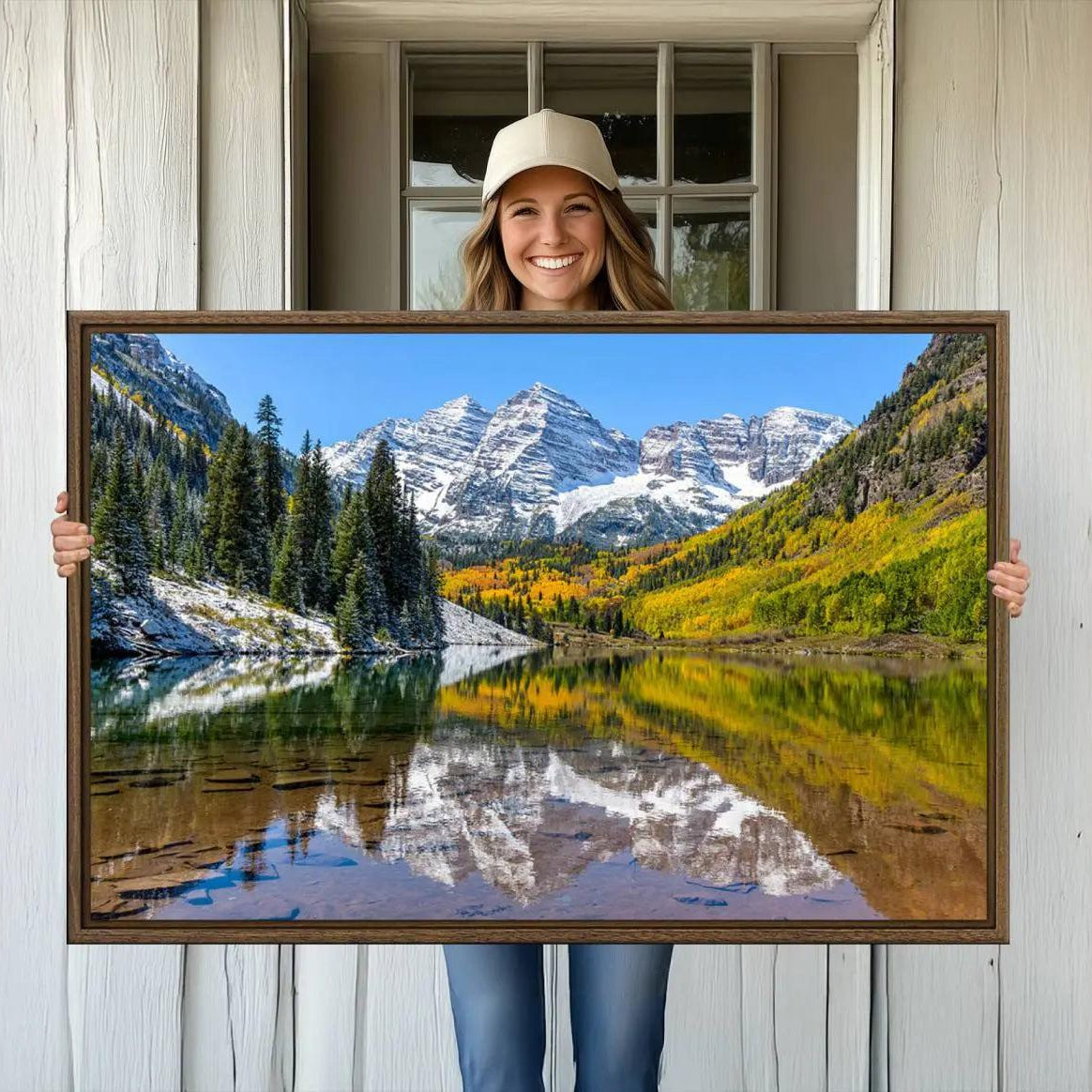-Maroon Bells Canvas Print, Maroon Lake Wall Art, Autumn Landscape Photography