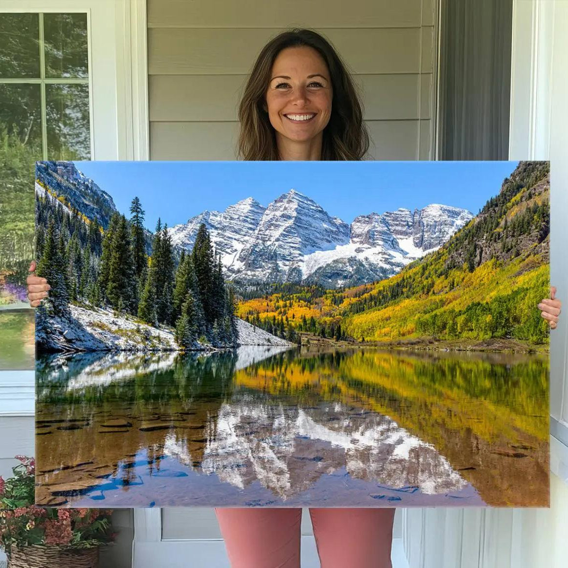 44602-MGV-CV-36X24-Maroon Bells Canvas Print, Maroon Lake Wall Art, Autumn Landscape Photography
