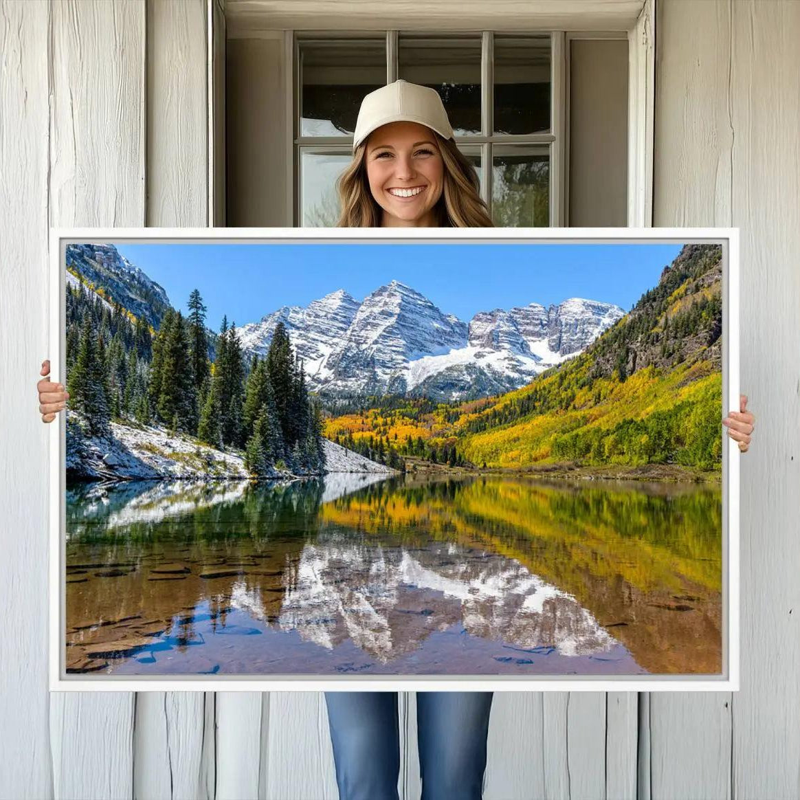 -Maroon Bells Canvas Print, Maroon Lake Wall Art, Autumn Landscape Photography