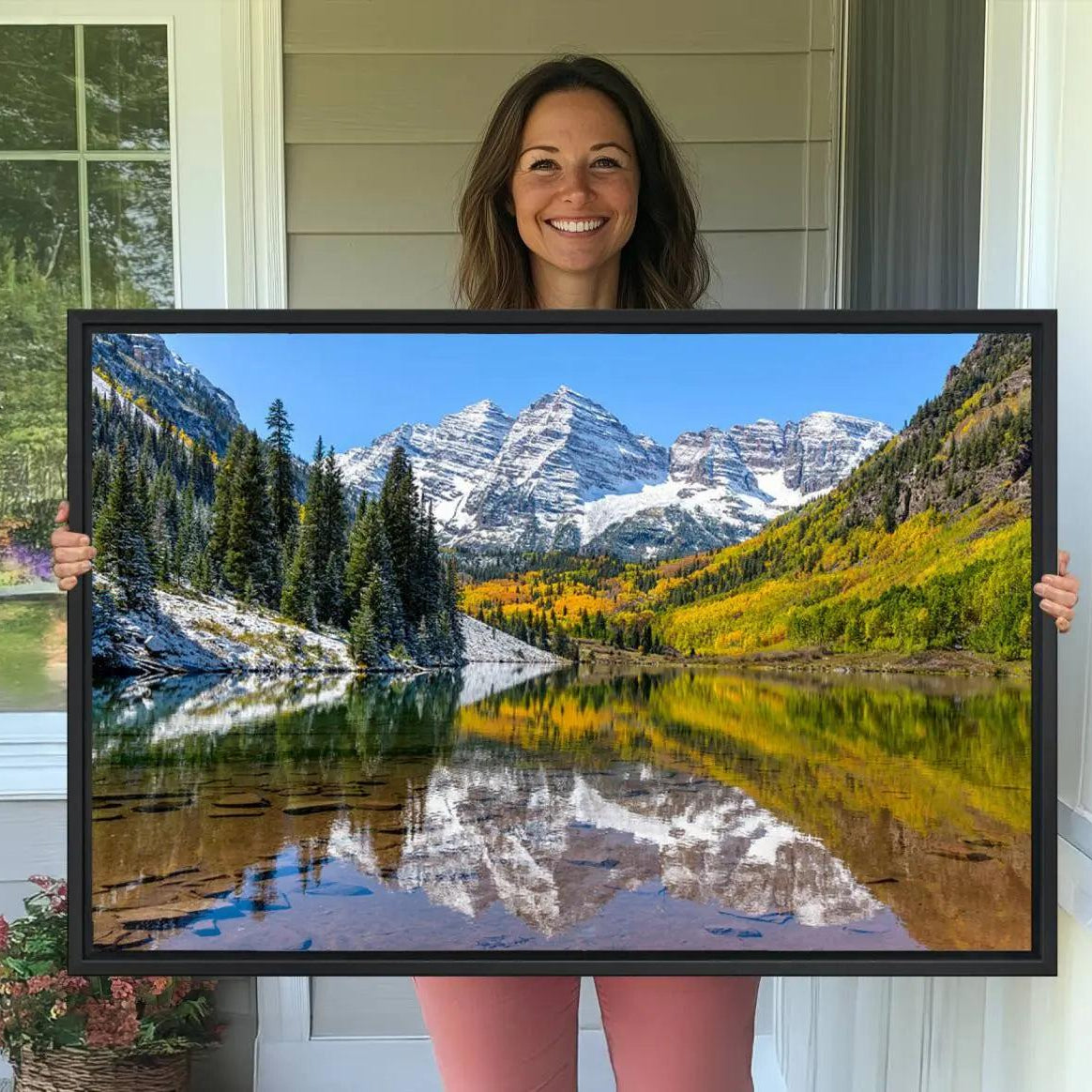 -Maroon Bells Canvas Print, Maroon Lake Wall Art, Autumn Landscape Photography