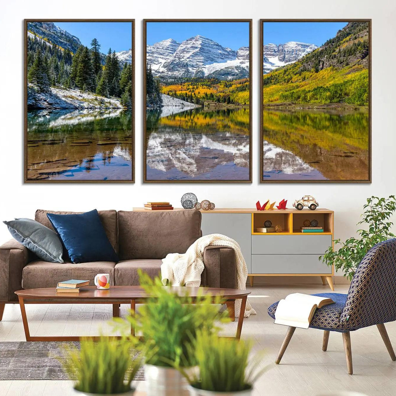 -Maroon Bells Canvas Print, Maroon Lake Wall Art, Autumn Landscape Photography