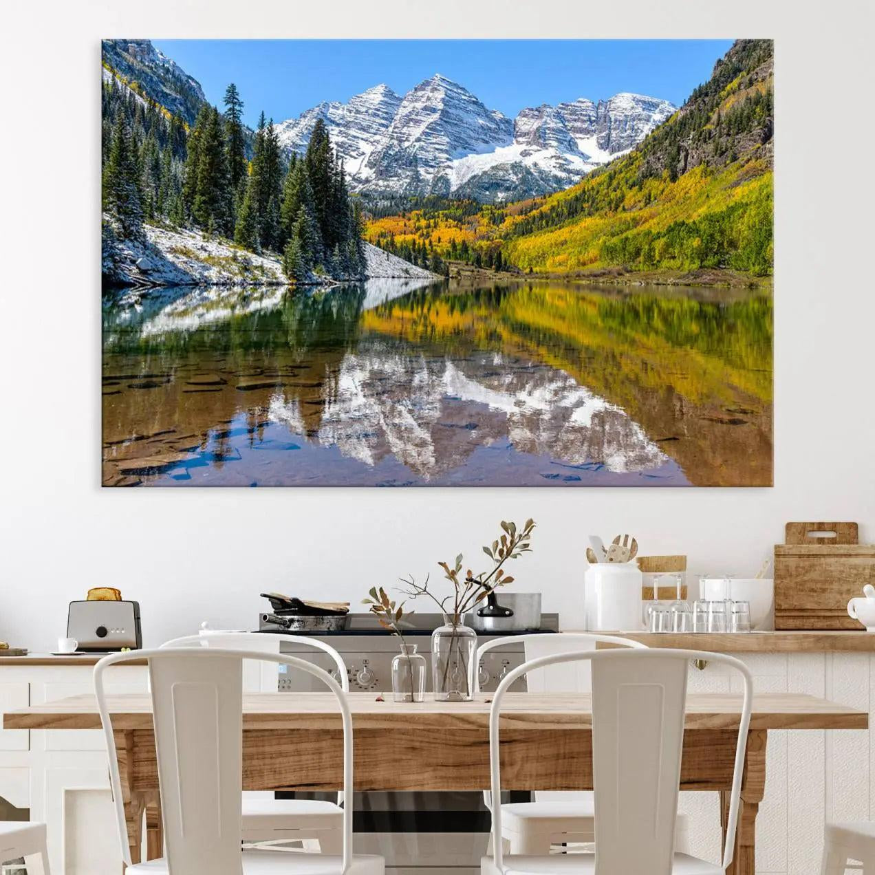 -Maroon Bells Canvas Print, Maroon Lake Wall Art, Autumn Landscape Photography