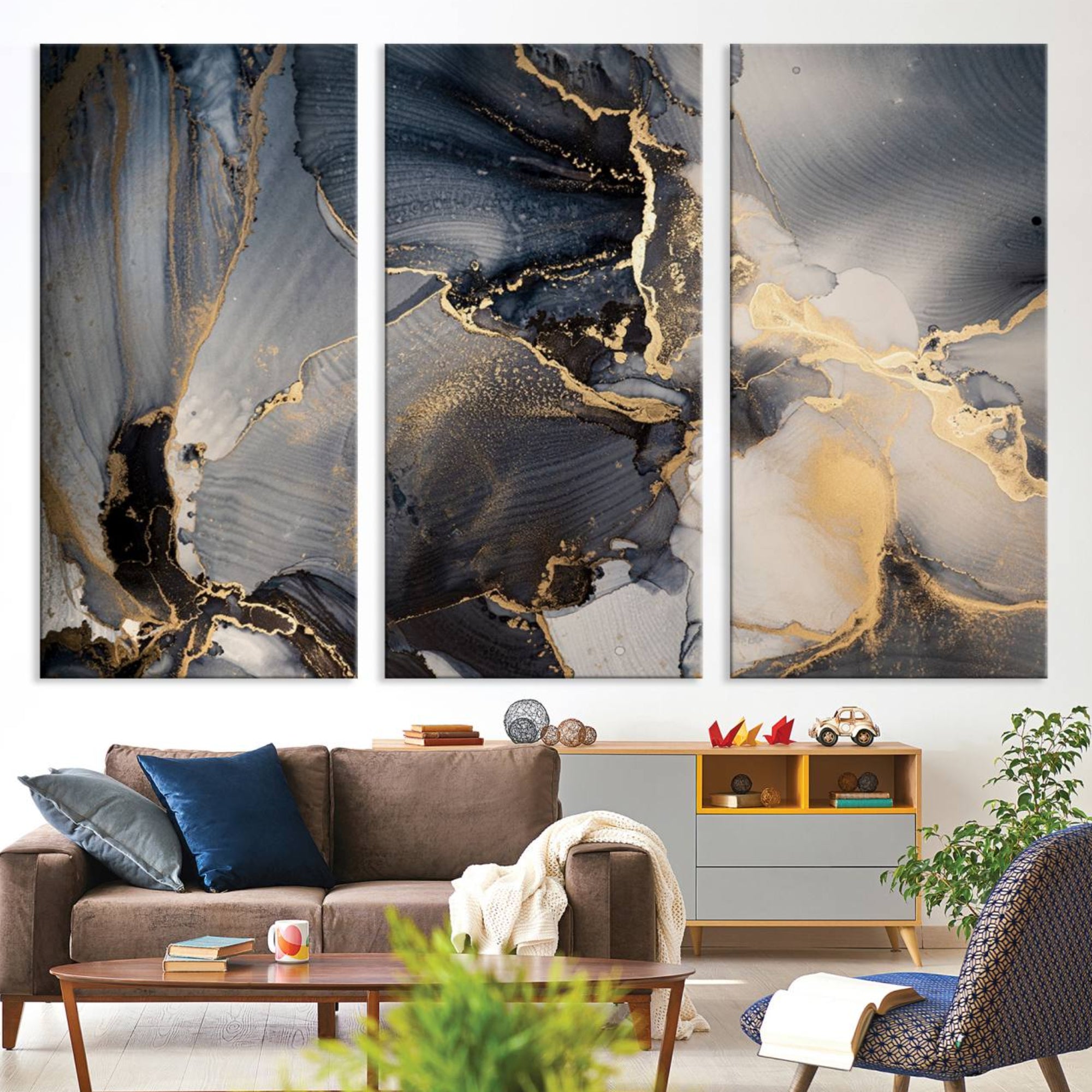 24068-MGV-CV-36X24-Modern Marble Fluid Effect Wall Art Abstract Canvas Wall Art Print