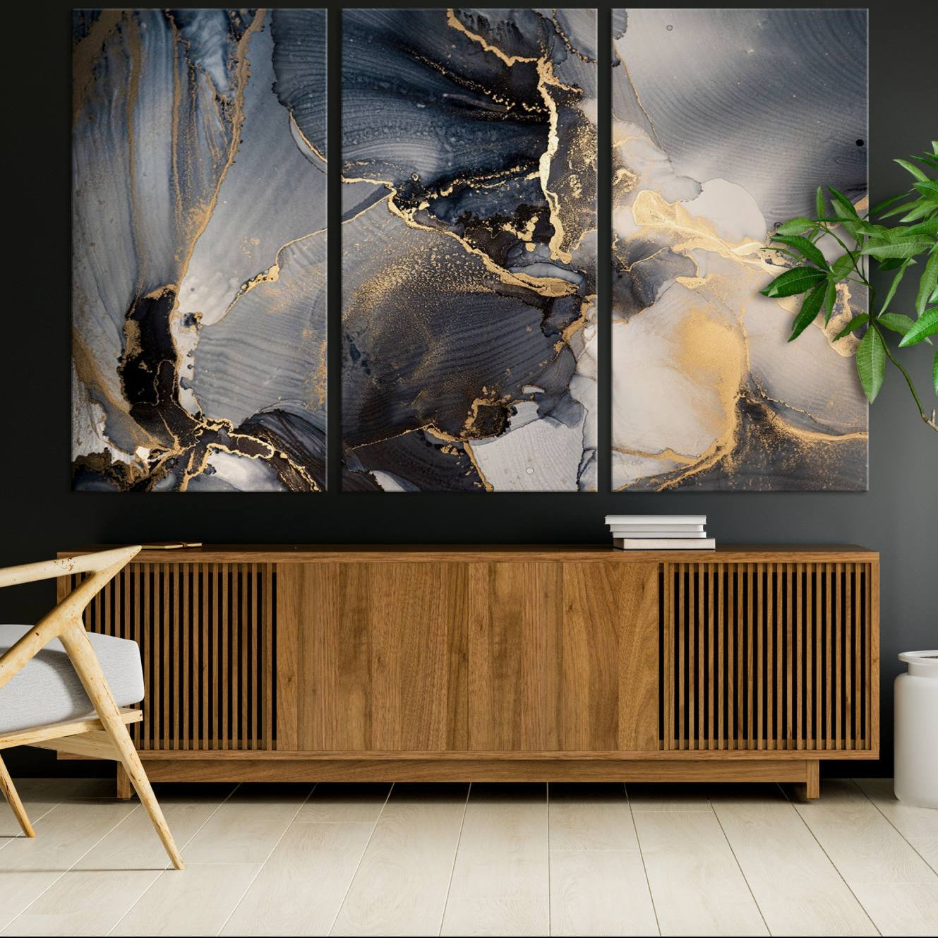 24068-MGV-CV-36X24-Modern Marble Fluid Effect Wall Art Abstract Canvas Wall Art Print