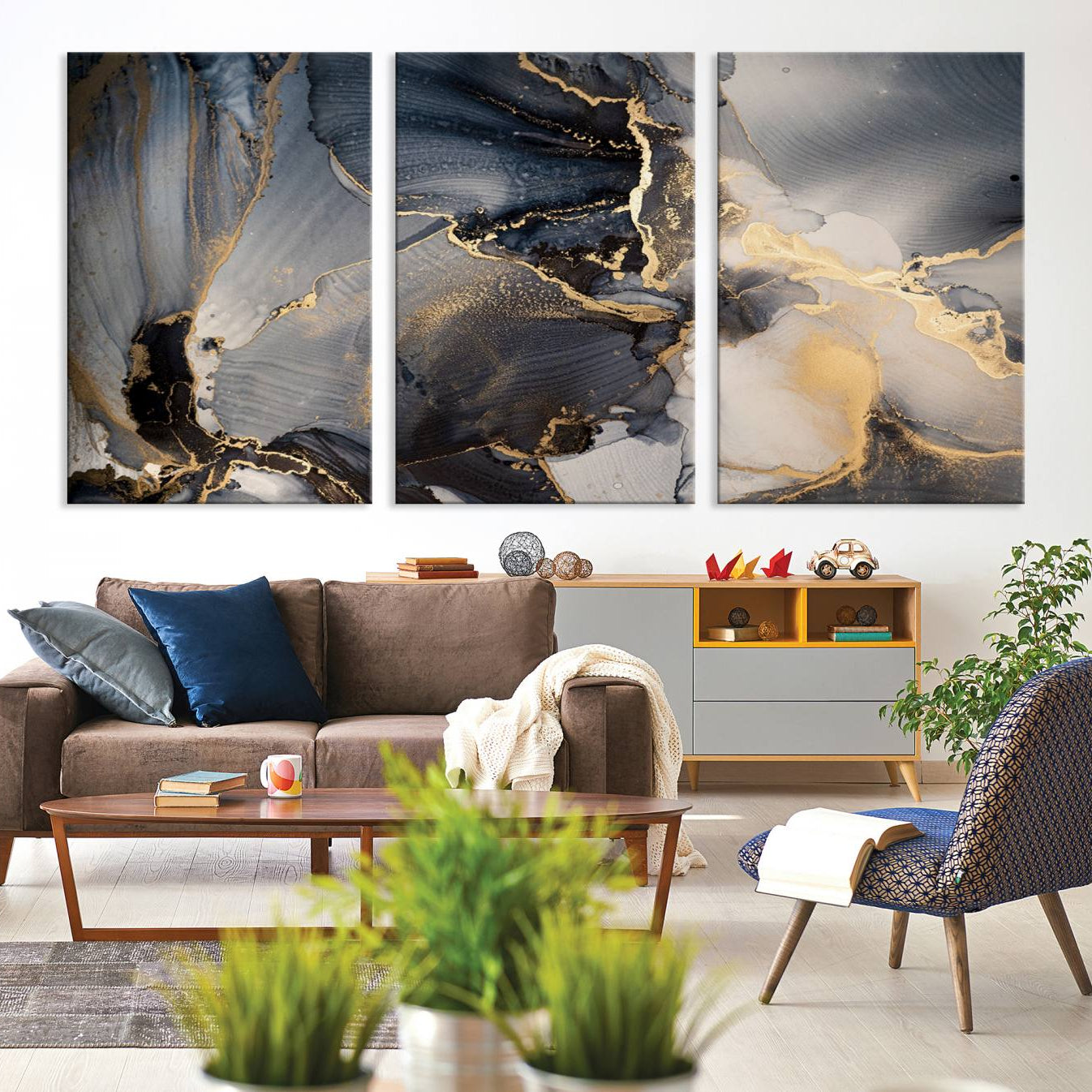 24068-MGV-CV-36X24-Modern Marble Fluid Effect Wall Art Abstract Canvas Wall Art Print
