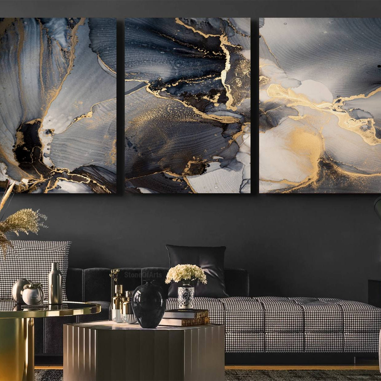 24068-MGV-CV-36X24-Modern Marble Fluid Effect Wall Art Abstract Canvas Wall Art Print