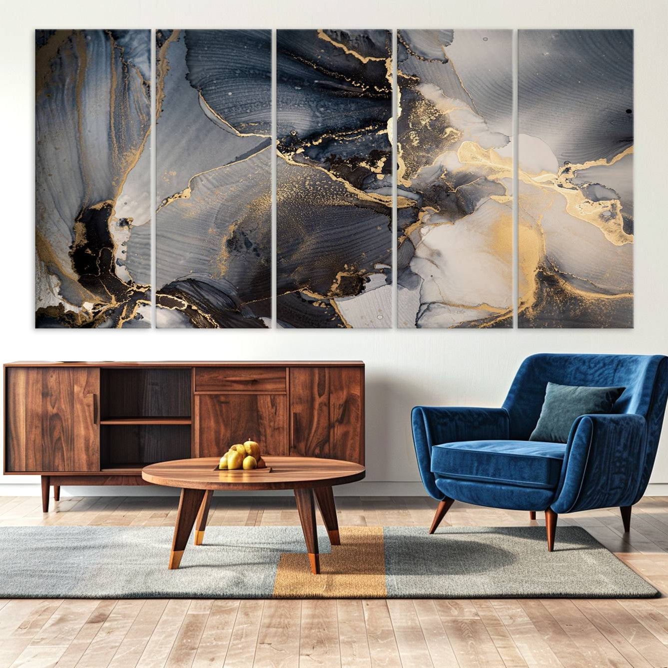 24068-MGV-CV-36X24-Modern Marble Fluid Effect Wall Art Abstract Canvas Wall Art Print