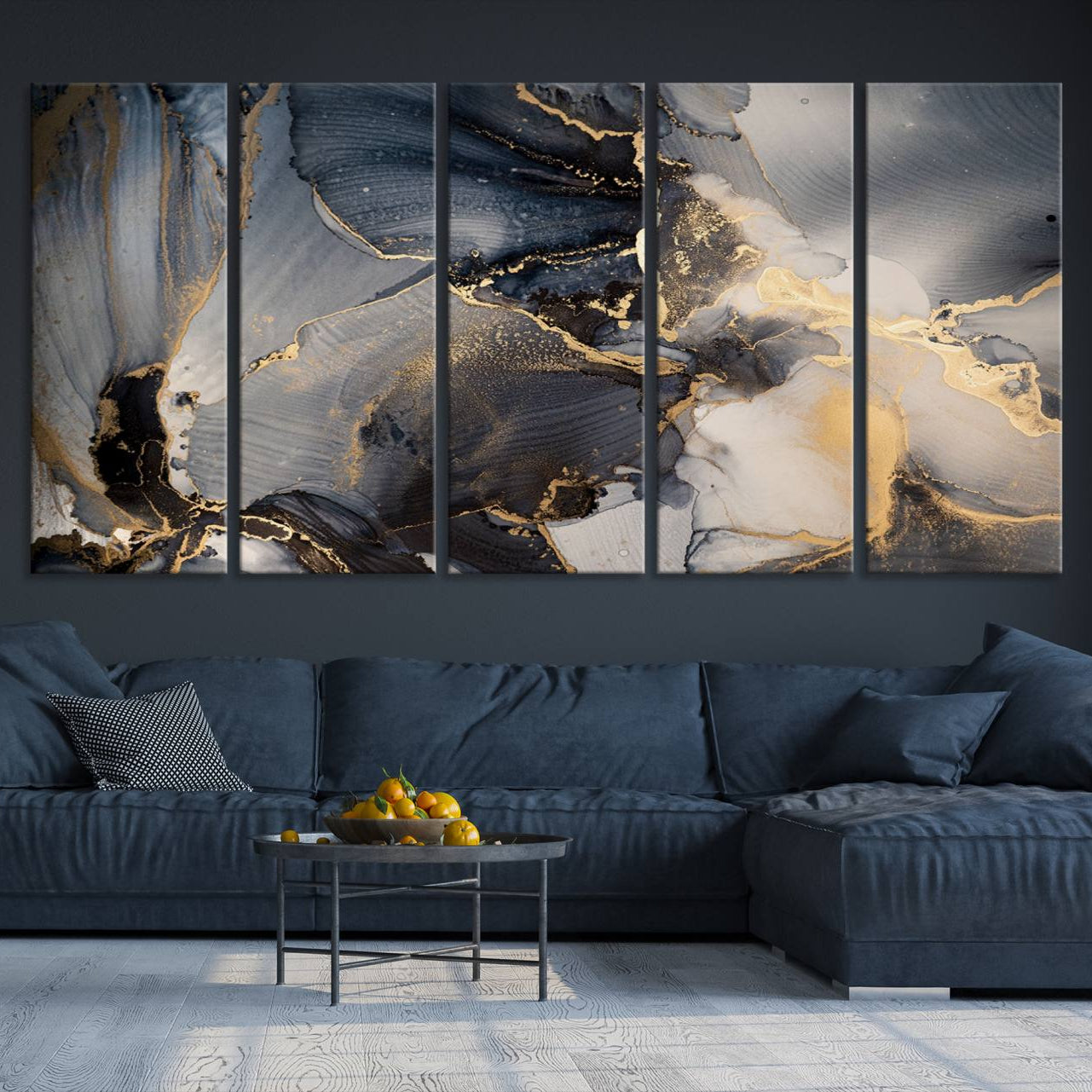 24068-MGV-CV-36X24-Modern Marble Fluid Effect Wall Art Abstract Canvas Wall Art Print