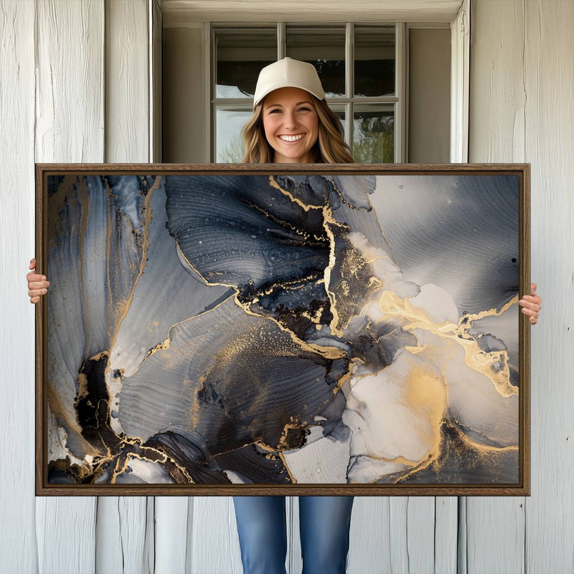 24068-MGV-CV-36X24-Modern Marble Fluid Effect Wall Art Abstract Canvas Wall Art Print
