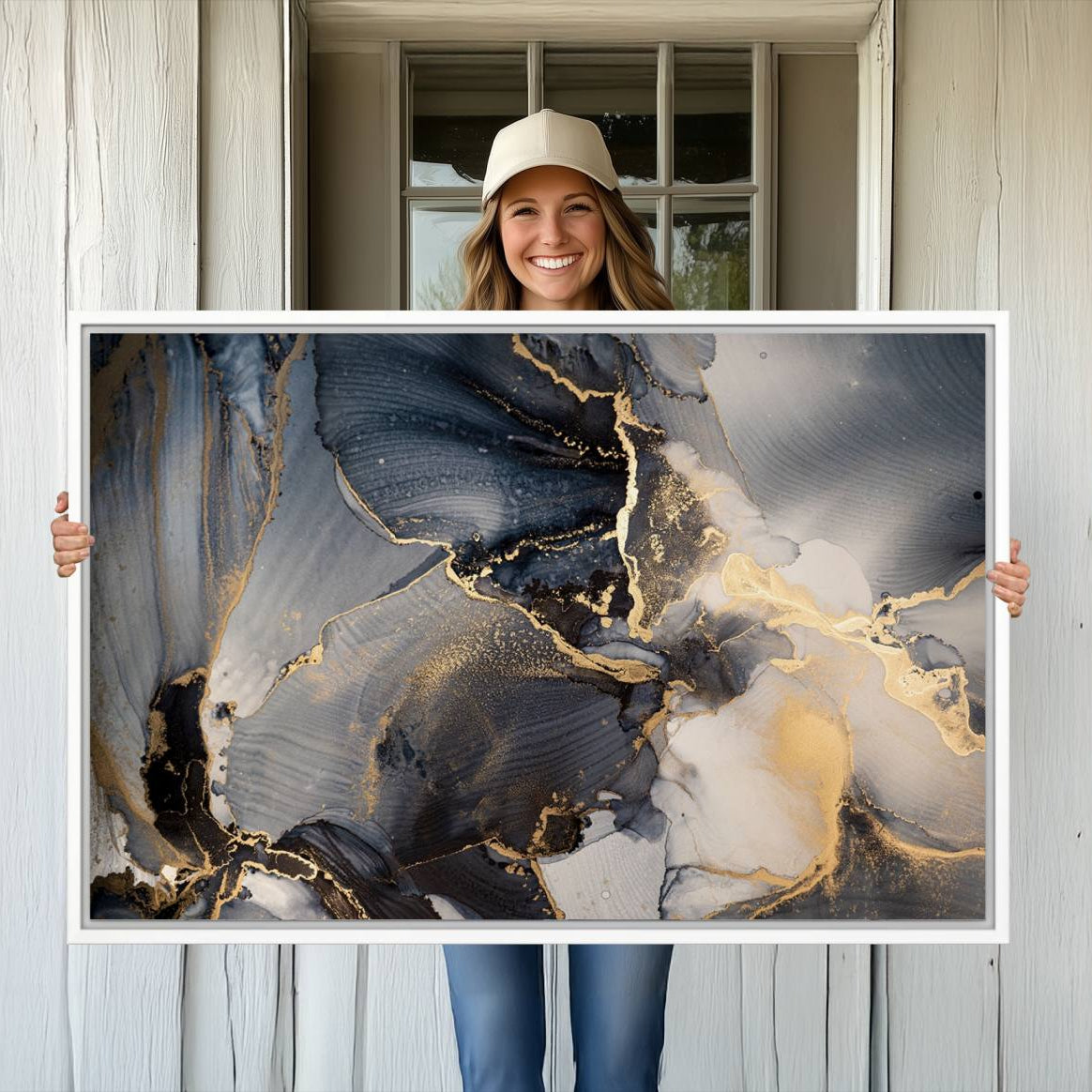 24068-MGV-CV-36X24-Modern Marble Fluid Effect Wall Art Abstract Canvas Wall Art Print
