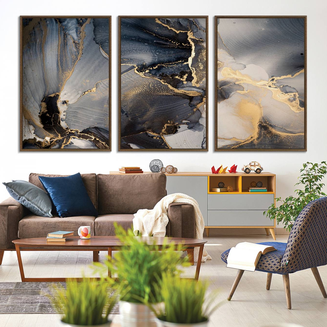 24068-MGV-CV-36X24-Modern Marble Fluid Effect Wall Art Abstract Canvas Wall Art Print