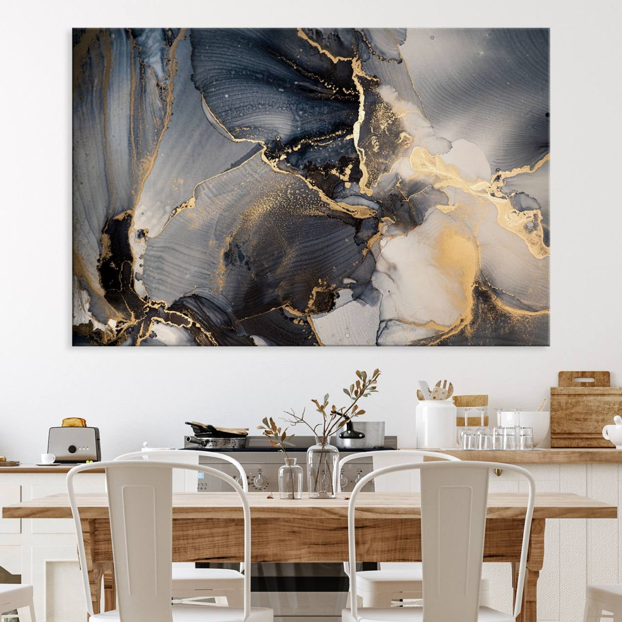 24068-MGV-CV-36X24-Modern Marble Fluid Effect Wall Art Abstract Canvas Wall Art Print