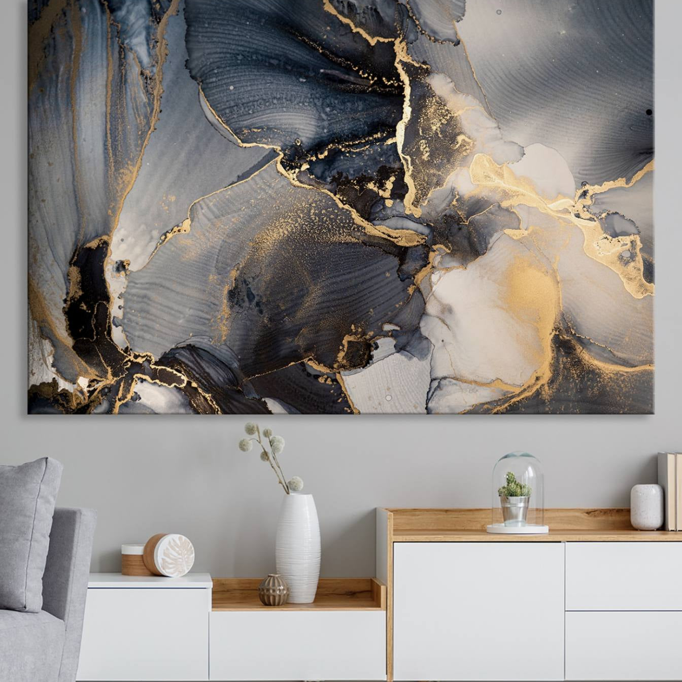 24068-MGV-CV-36X24-Modern Marble Fluid Effect Wall Art Abstract Canvas Wall Art Print