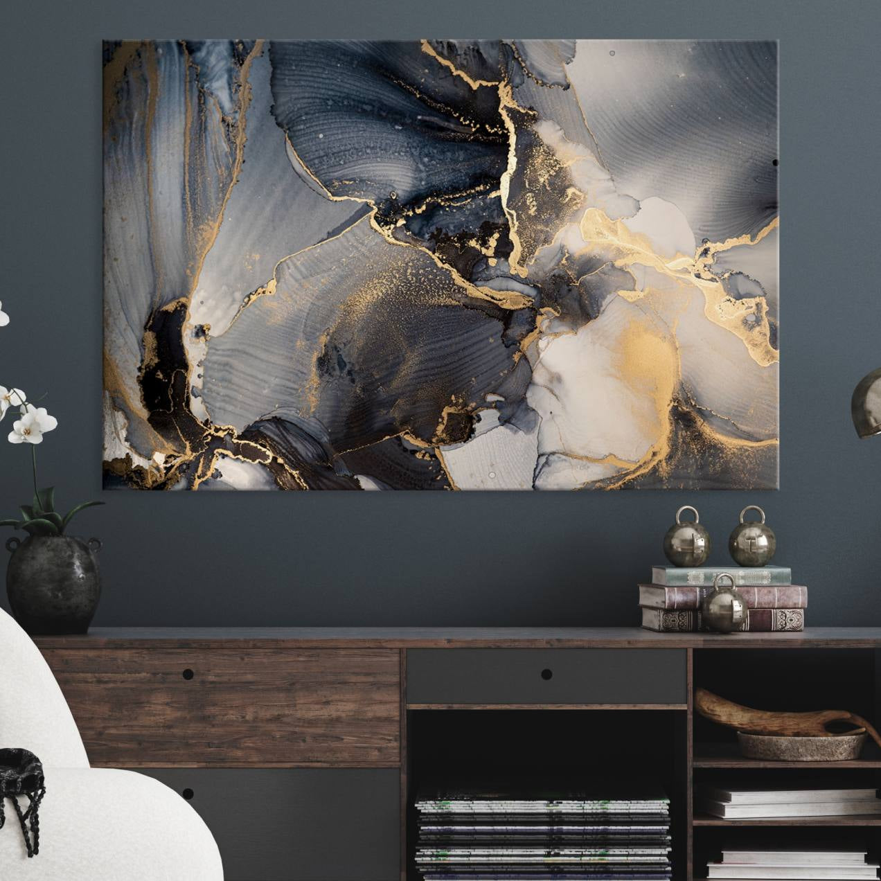 24068-MGV-CV-36X24-Modern Marble Fluid Effect Wall Art Abstract Canvas Wall Art Print