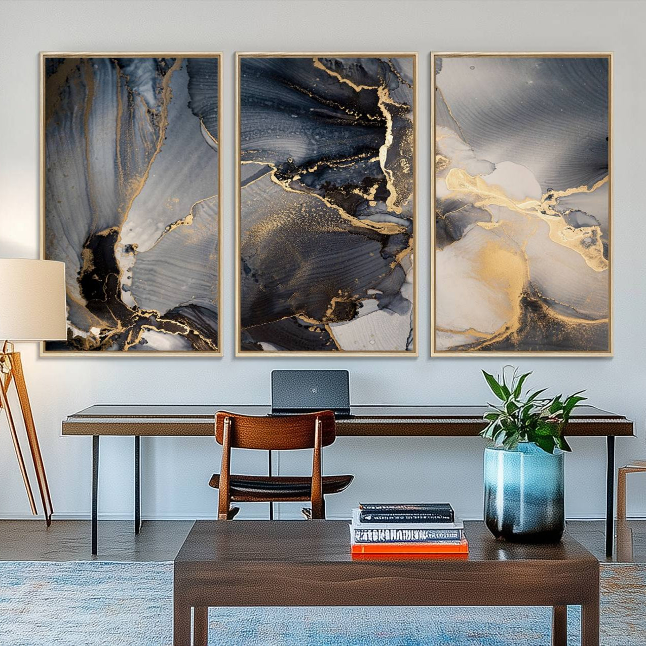24068-MGV-FC-48X32-3P_Natural-Modern Marble Fluid Effect Wall Art Abstract Canvas Wall Art Print