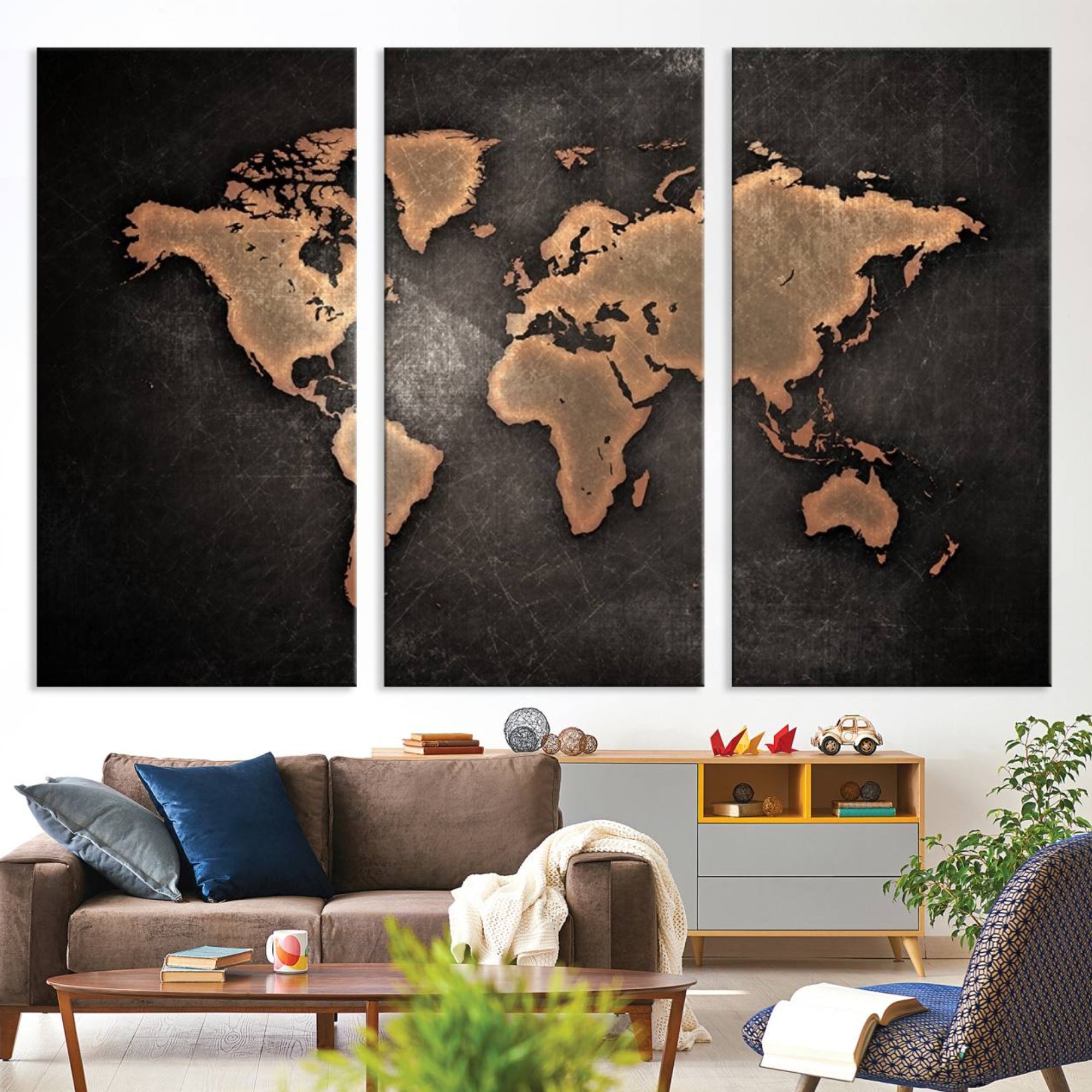 71349-MGV-CV-36X24-Push Pin World Map Canvas Print – Travel Tracker Wall Art for Couples, Perfect Anniversary Gift for Home or Office Decor
