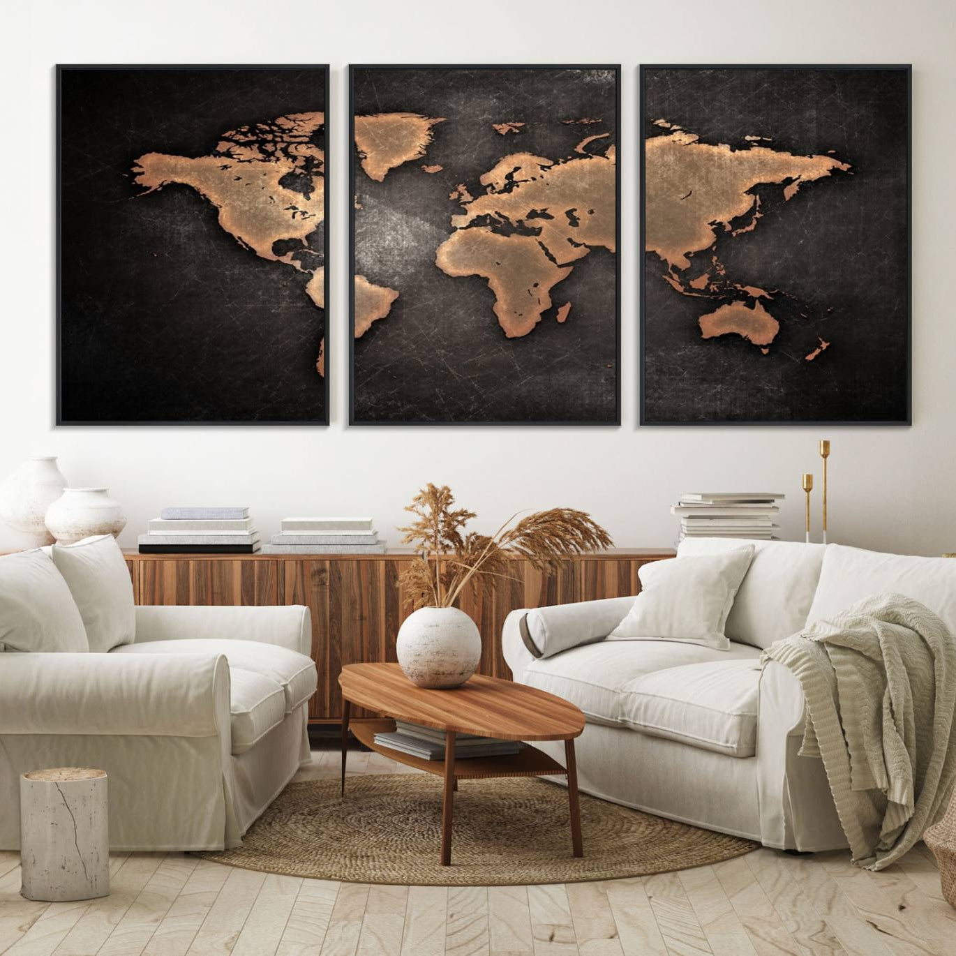 71349-MGV-FC-60X30-3P_Black-Push Pin World Map Canvas Print – Framed Wall Art for Couples to Track Their Travels – Anniversary