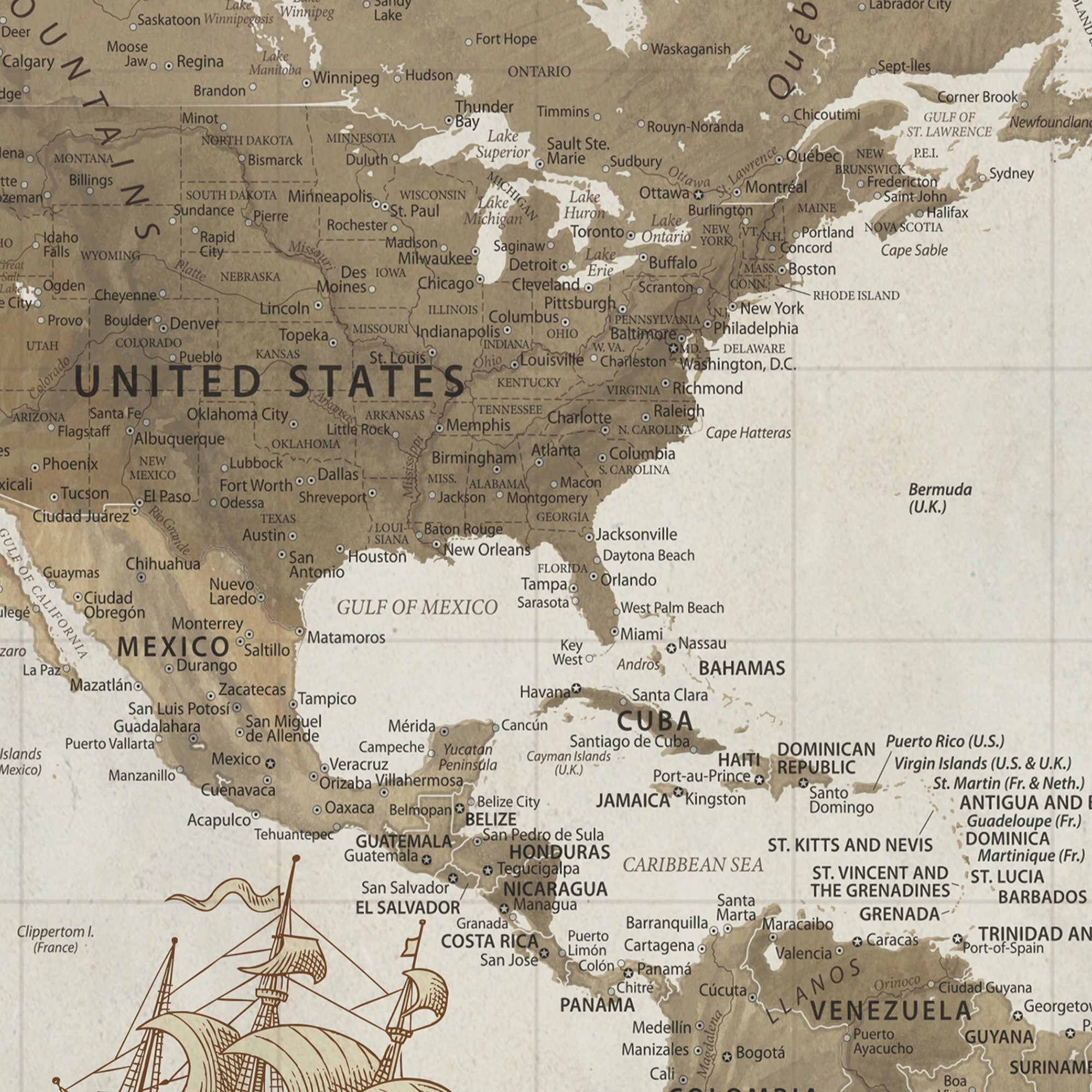 61351027-MGV-CV-36X24-Push Pin World Map Canvas Print – Travel Tracker Wall Art for Couples, Perfect Anniversary Gift for Home or Office Decor