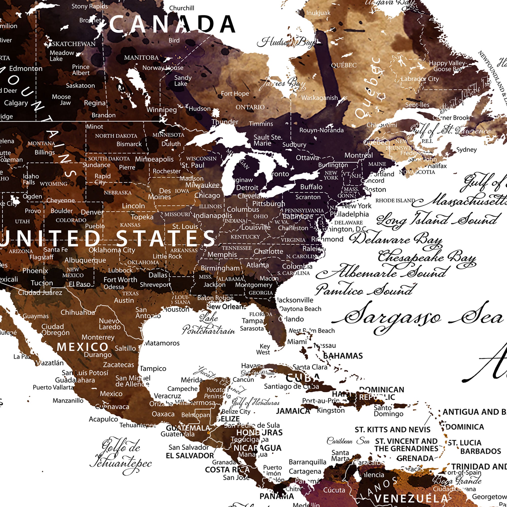 64110391125-MGV-CV-36X24 - Custom Push Pin World Map Wall Art Canvas Print – Personalized Travel Tracker with Pins Framed Large for Home and Office Decor