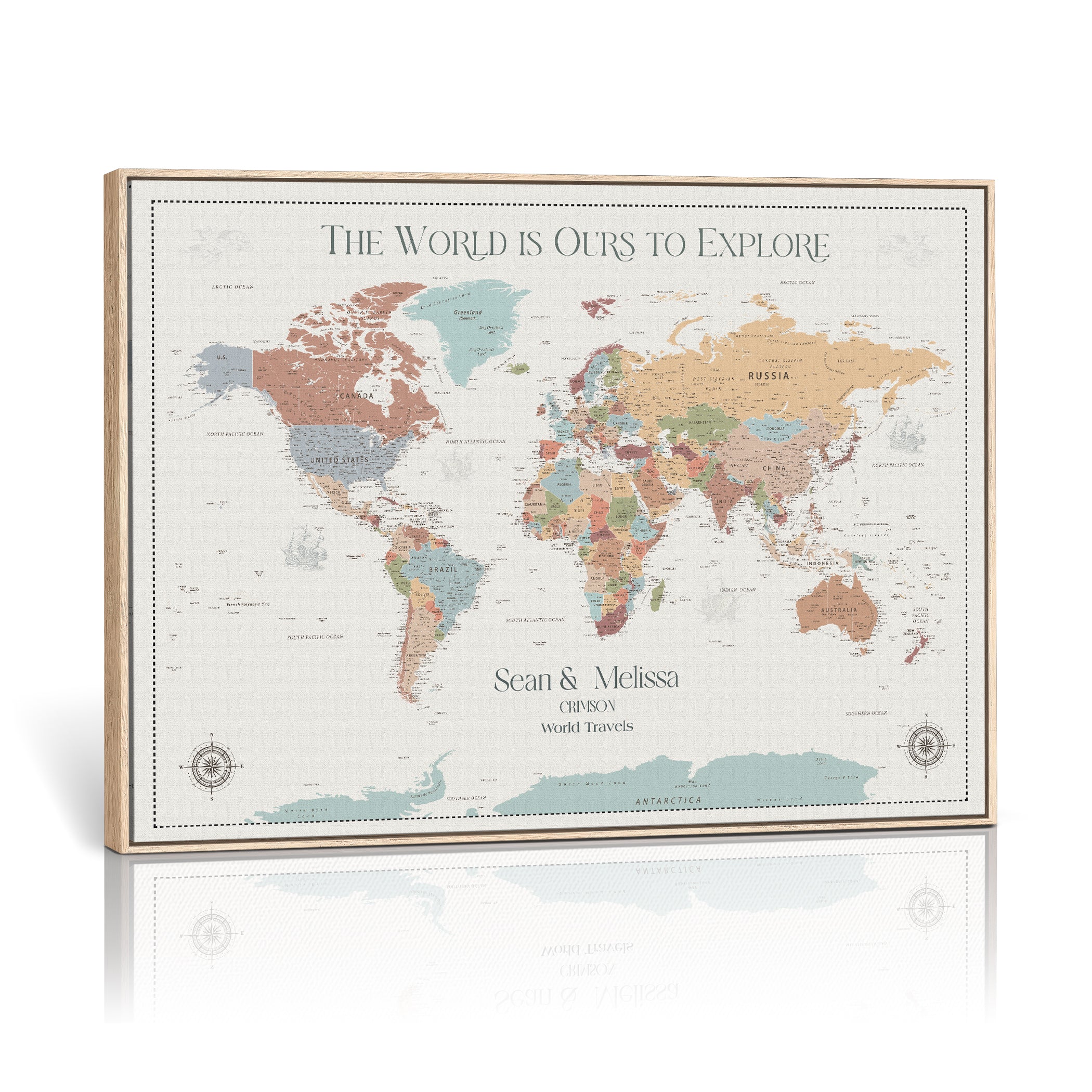 -Personalized Push Pin World Map Canvas – Custom Framed Travel Tracker Wall Art, Large Adventure Map with Pins for Home, Office