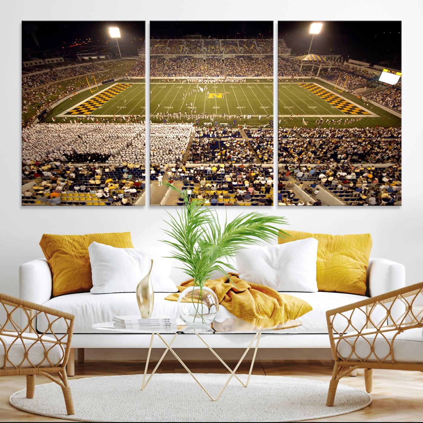 79918-MGV-CV-36X24-Navy Midshipmen Football Team Print – Marine Corps Memorial Stadium Canvas Wall Art for Home, Office, Living Room