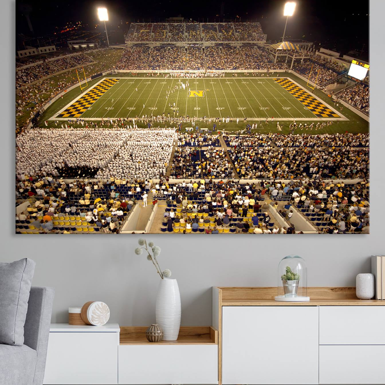 -Navy Midshipmen Football Team Print - Navy Marine Corps Memorial Stadium Art Canvas Print