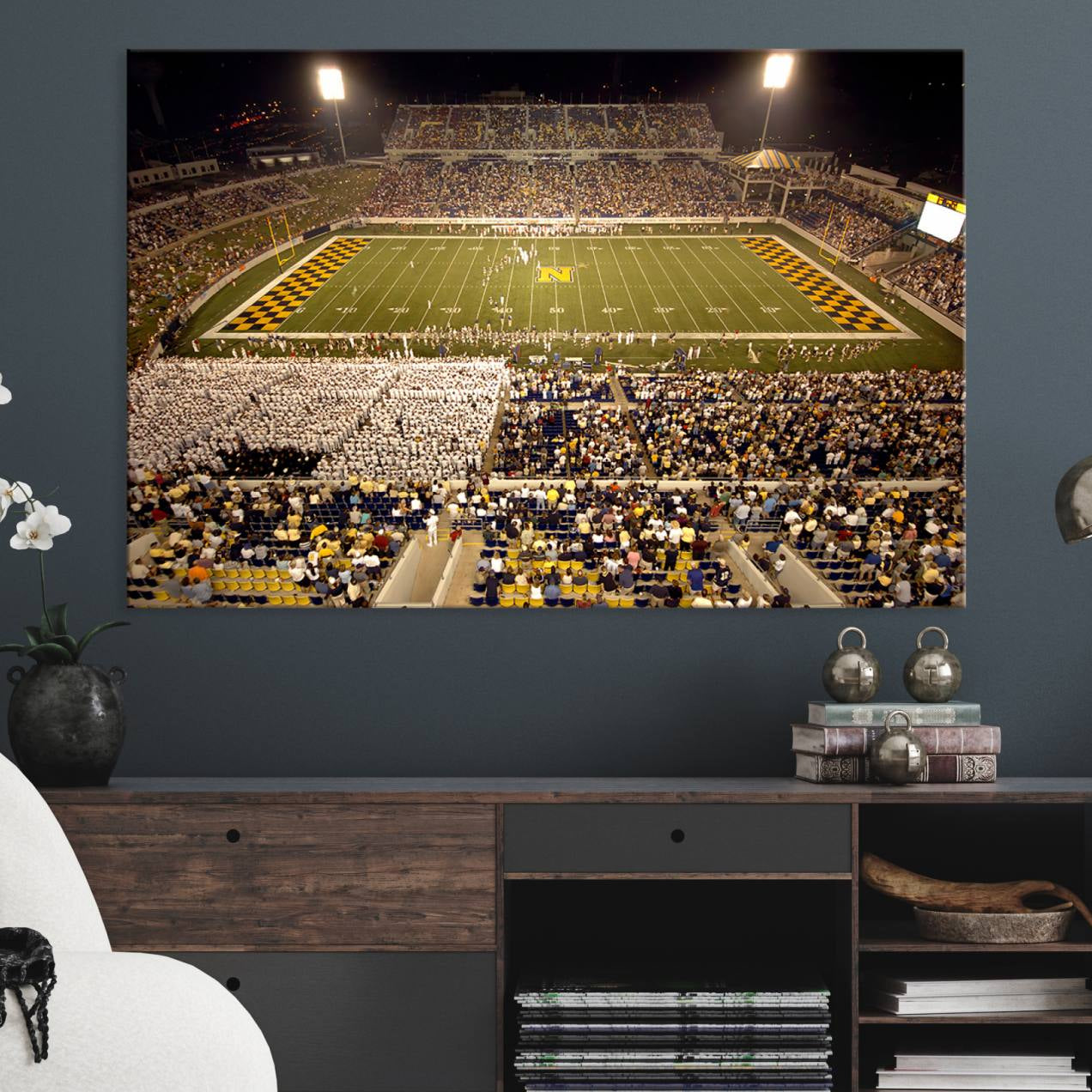 -Navy Midshipmen Football Team Print - Navy Marine Corps Memorial Stadium Art Canvas Print