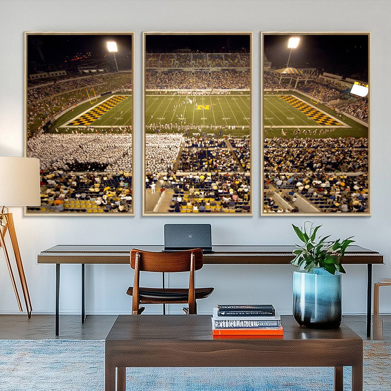 79918-MGV-FC-48X32-3P_Natural-Navy Midshipmen Football Team Print - Navy Marine Corps Memorial Stadium Art Canvas Print