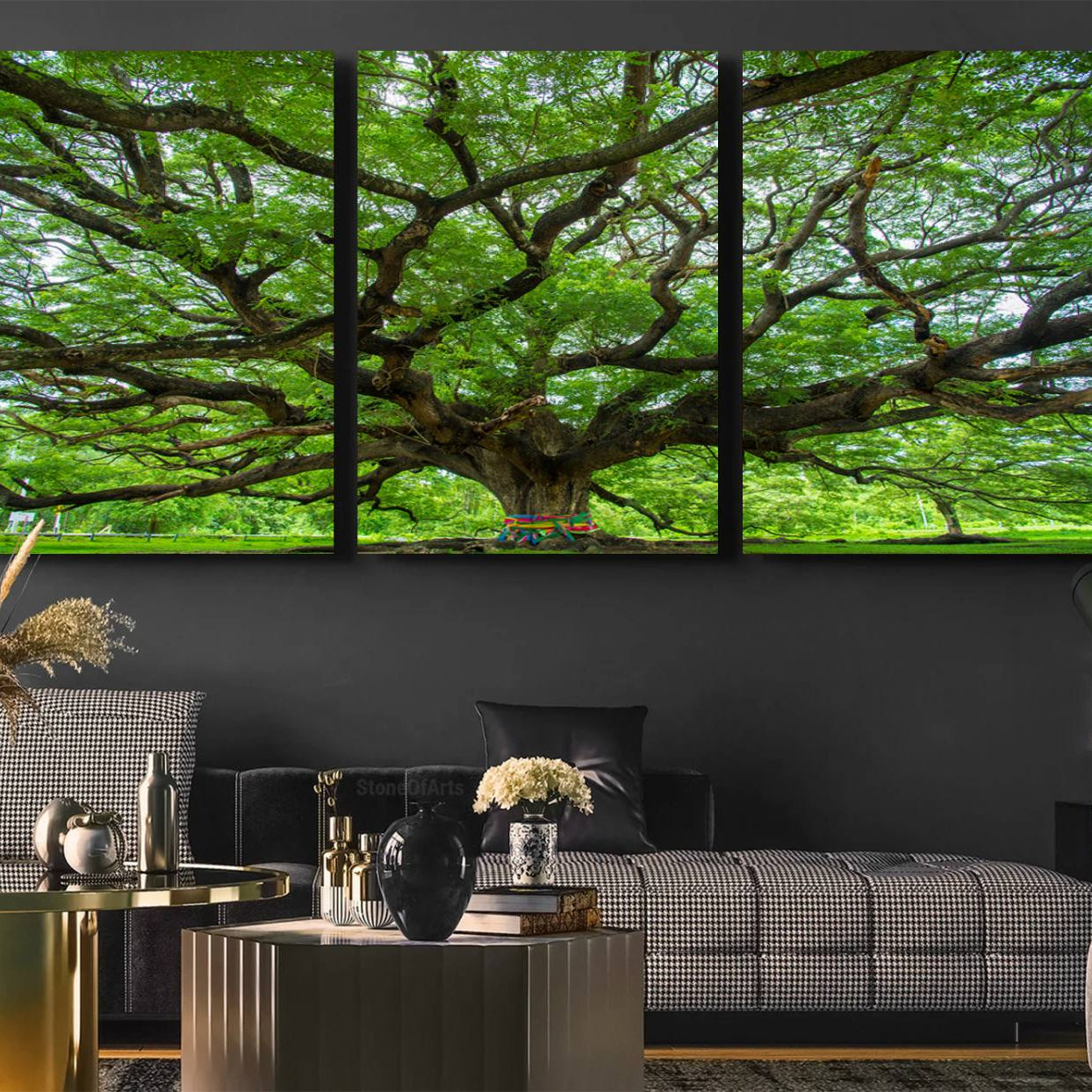 16118389-MGV-CV-36X24-Oak Tree Wall Art Print, Forest Canvas Wall Art for Home and Office, Framed Angel Oak Tree Canvas