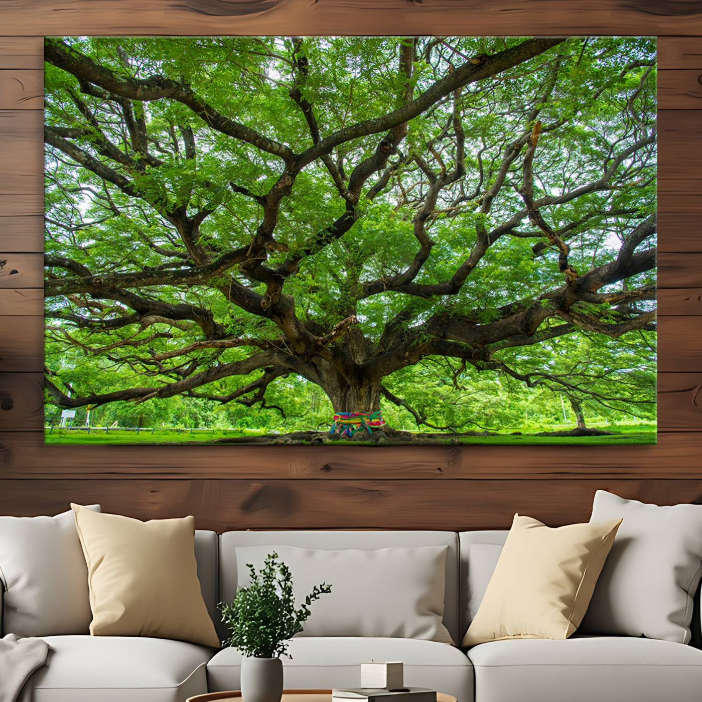 16118389-MGV-CV-36X24-Oak Tree Wall Art Print, Forest Canvas Wall Art for Home and Office, Framed Angel Oak Tree Canvas