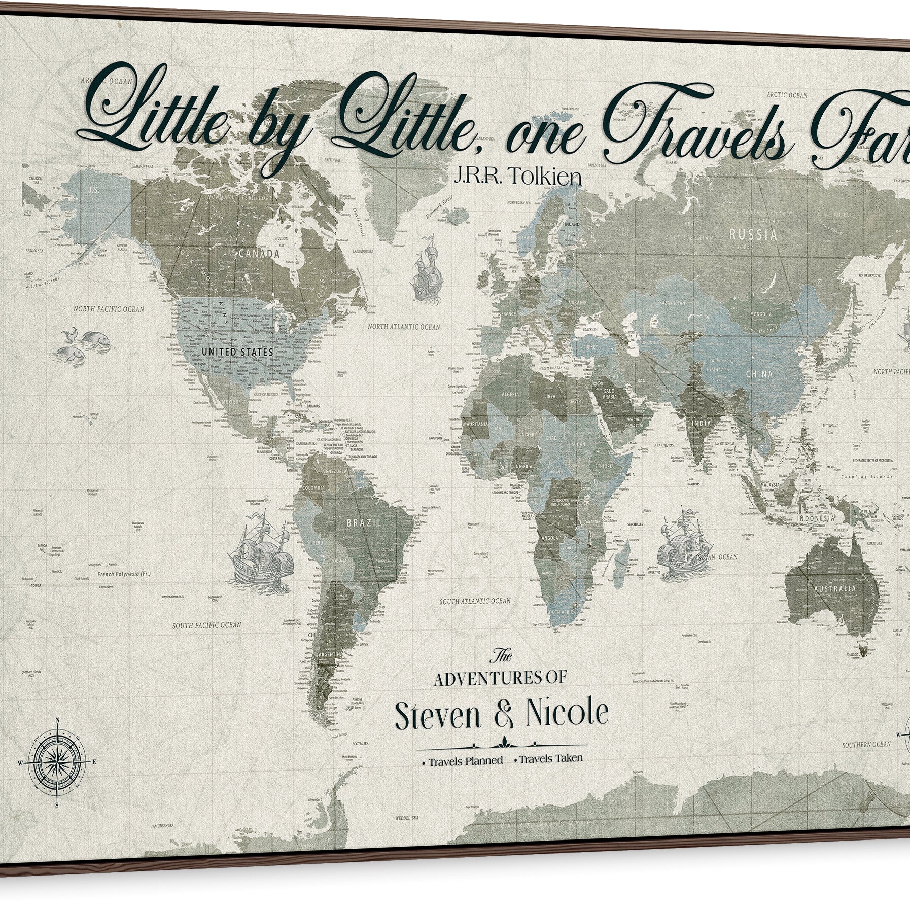 -Personalized Push Pin World Map Canvas – Custom Framed Travel Tracker Wall Art, Large Adventure Map with Pins for Home, Office