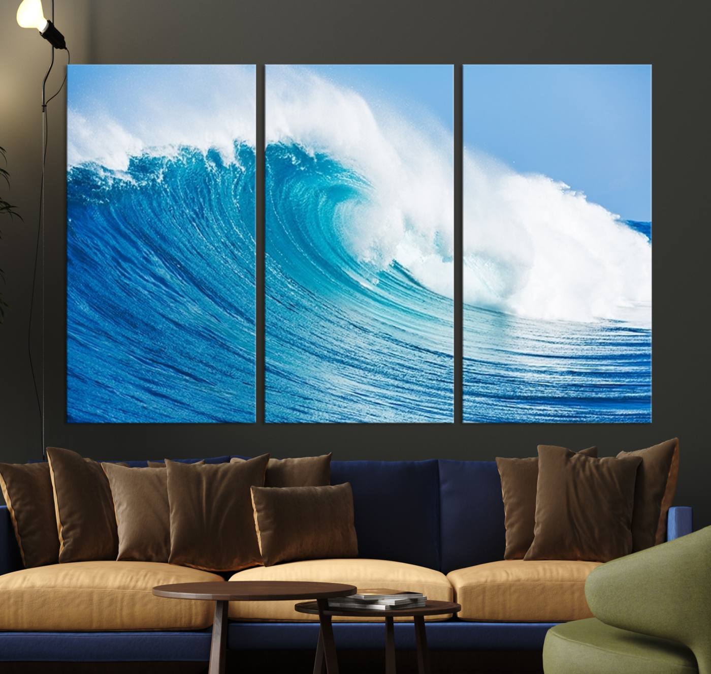 -Ocean Wave Canvas Wall Art Print – Large Coastal Ocean Wave Wall Decor for Home or Office – Vibrant