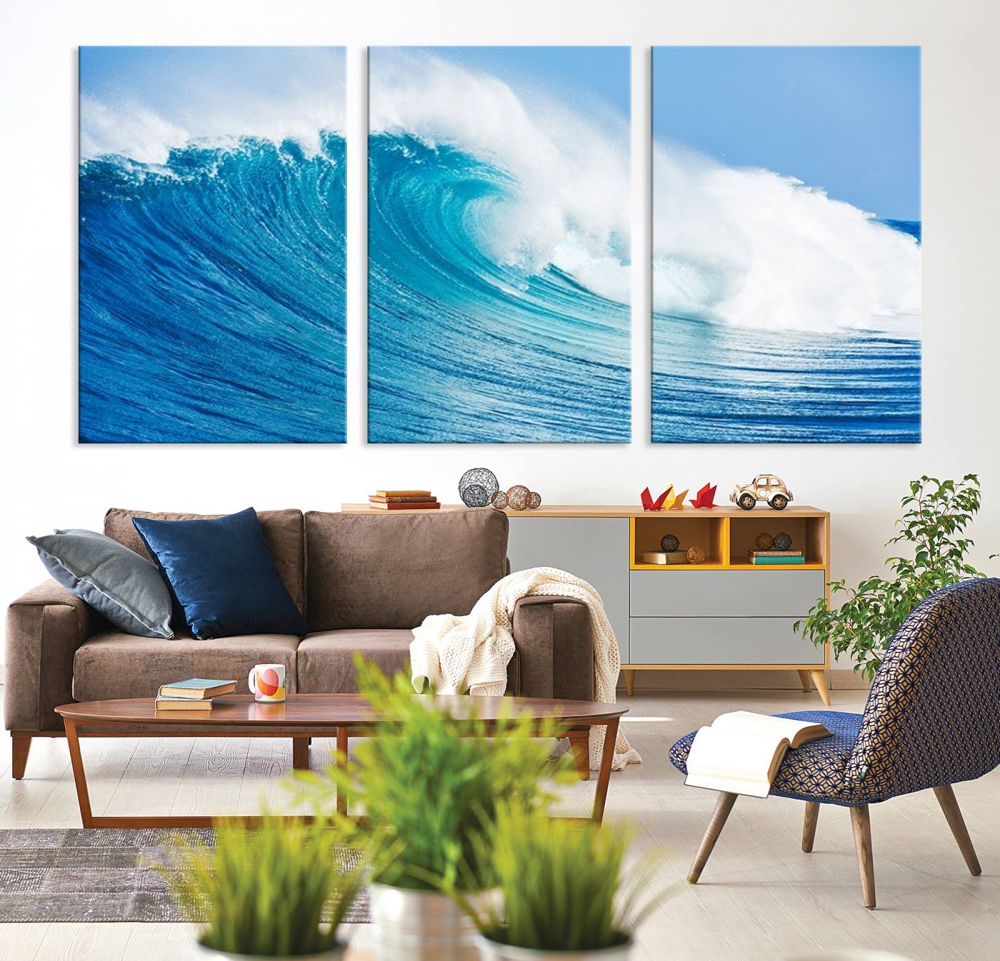 -Ocean Wave Canvas Wall Art Print – Large Coastal Ocean Wave Wall Decor for Home or Office – Vibrant