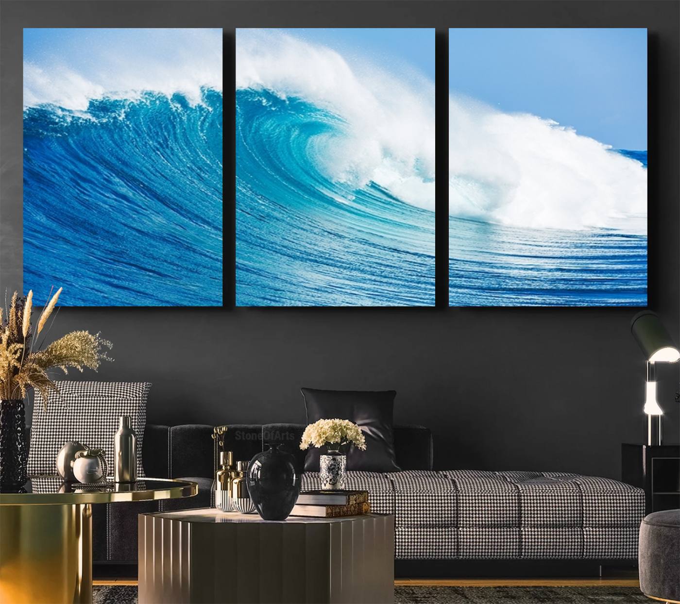 -Ocean Wave Canvas Wall Art Print – Large Coastal Ocean Wave Wall Decor for Home or Office – Vibrant